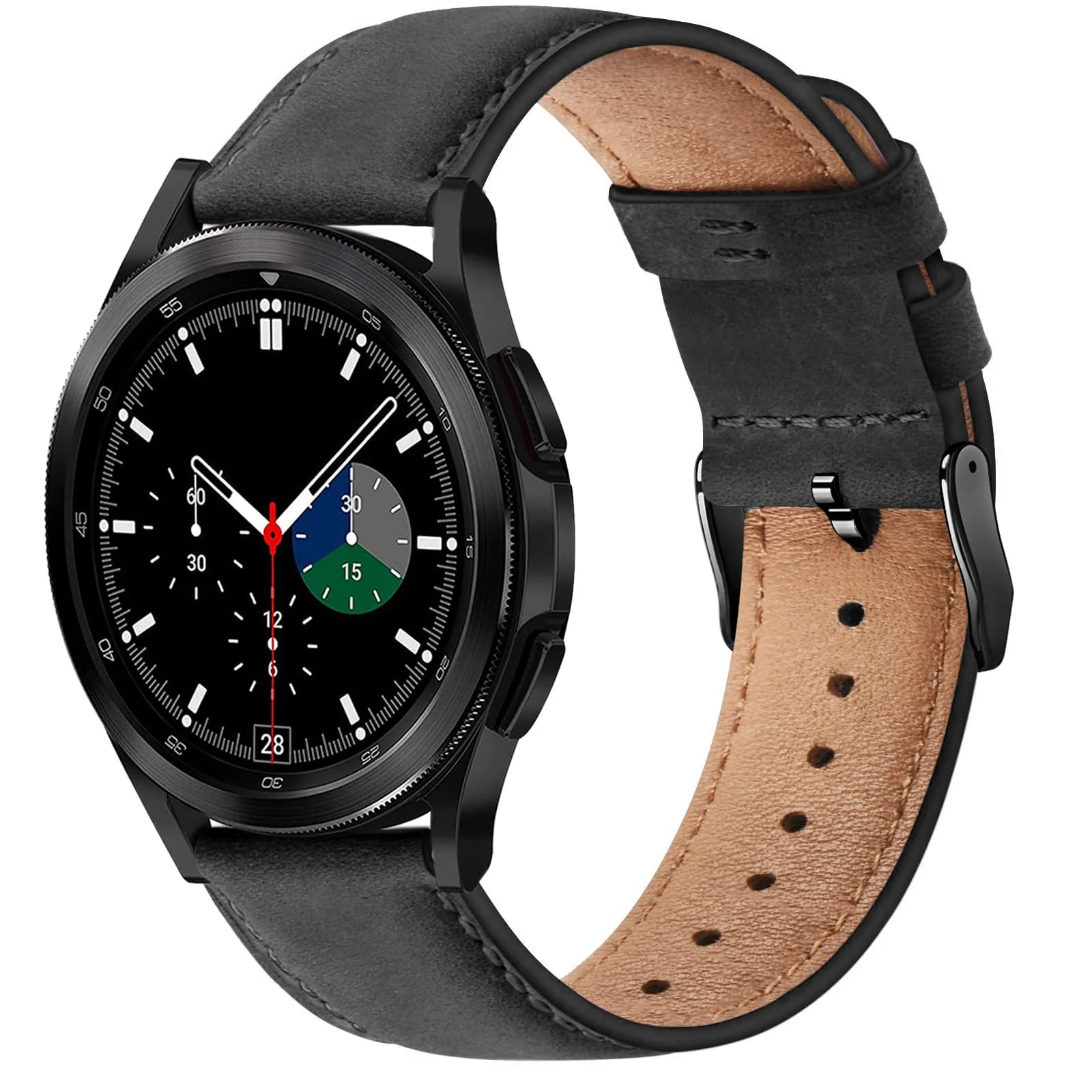 Dl3 Mobilak Leather Band 20MM Strap For Samsung Gear Sport/Watch 7/6/5/4/5 Pro 45MM/S2 classic/active 2 40MM 44MM/Amaz fit GTS 2/2e/GTS 3/3 Pro/GTS 4/GTS 2 Mini/3 Mini/4 Mini/Bip 3 Pro (Petrol)