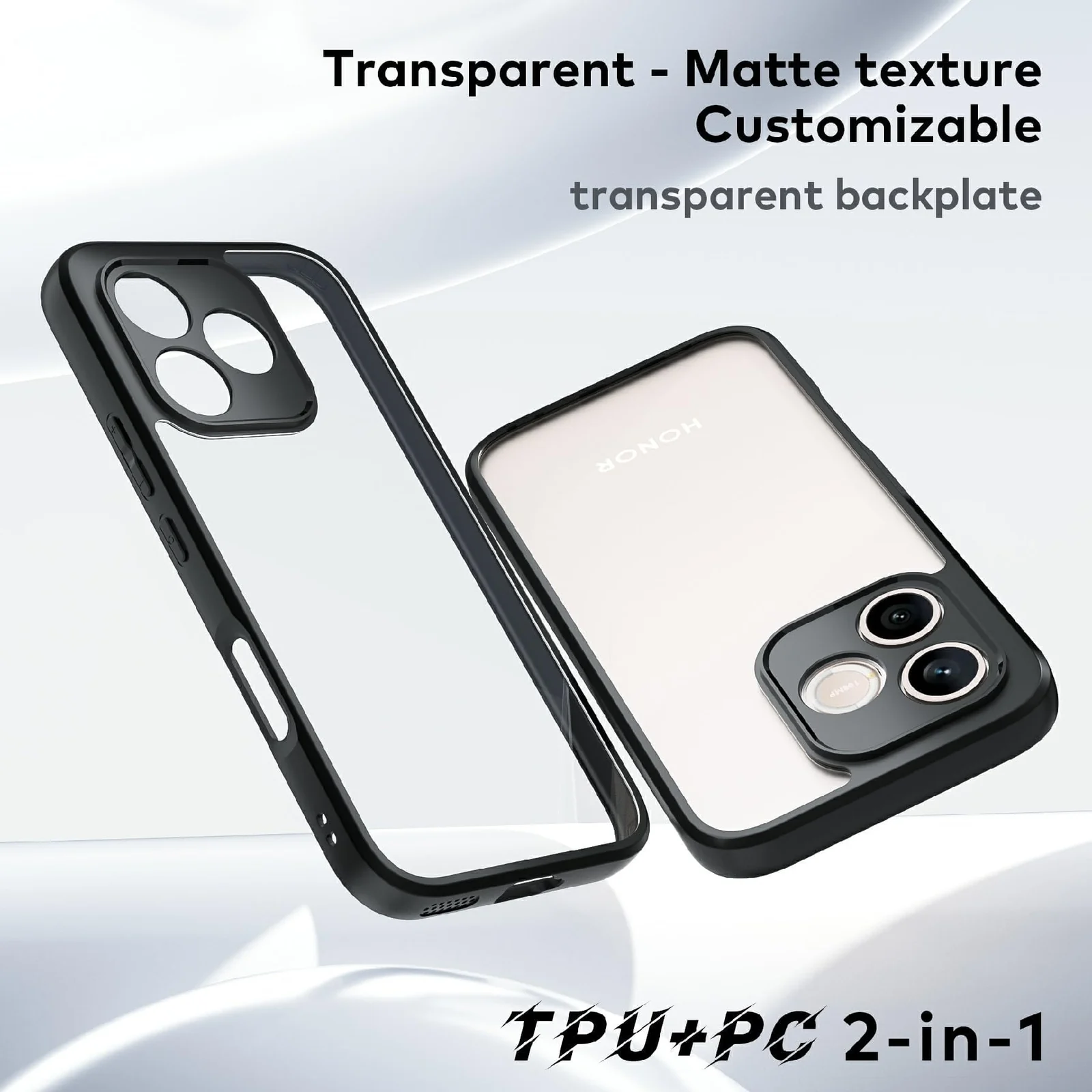 DL3 Mobilak Compatible with HONOR 600 Lite Case Transparent, Military-Grade Shockproof Anti-Yellowing, Slim Protective Phone Case Full Bumper Cover With Camera Protective - Black