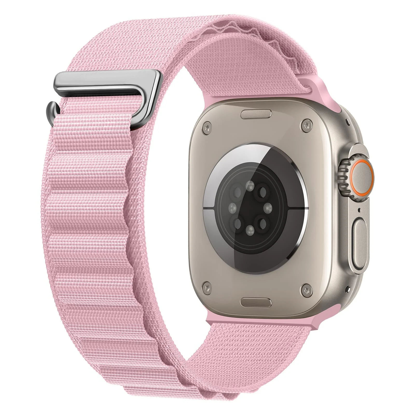 DL3 Mobilak Trail/Alpine Loop Nylon Band Compatible with Apple Watch Ultra 2/Ultra Band 49mm 45mm 44mm 42mm, Adjustable with Metal C-Hook Strap for iWatch Ultra Series 9/8/7/6/5/4/3/2/1/SE2/SE - Light Pink