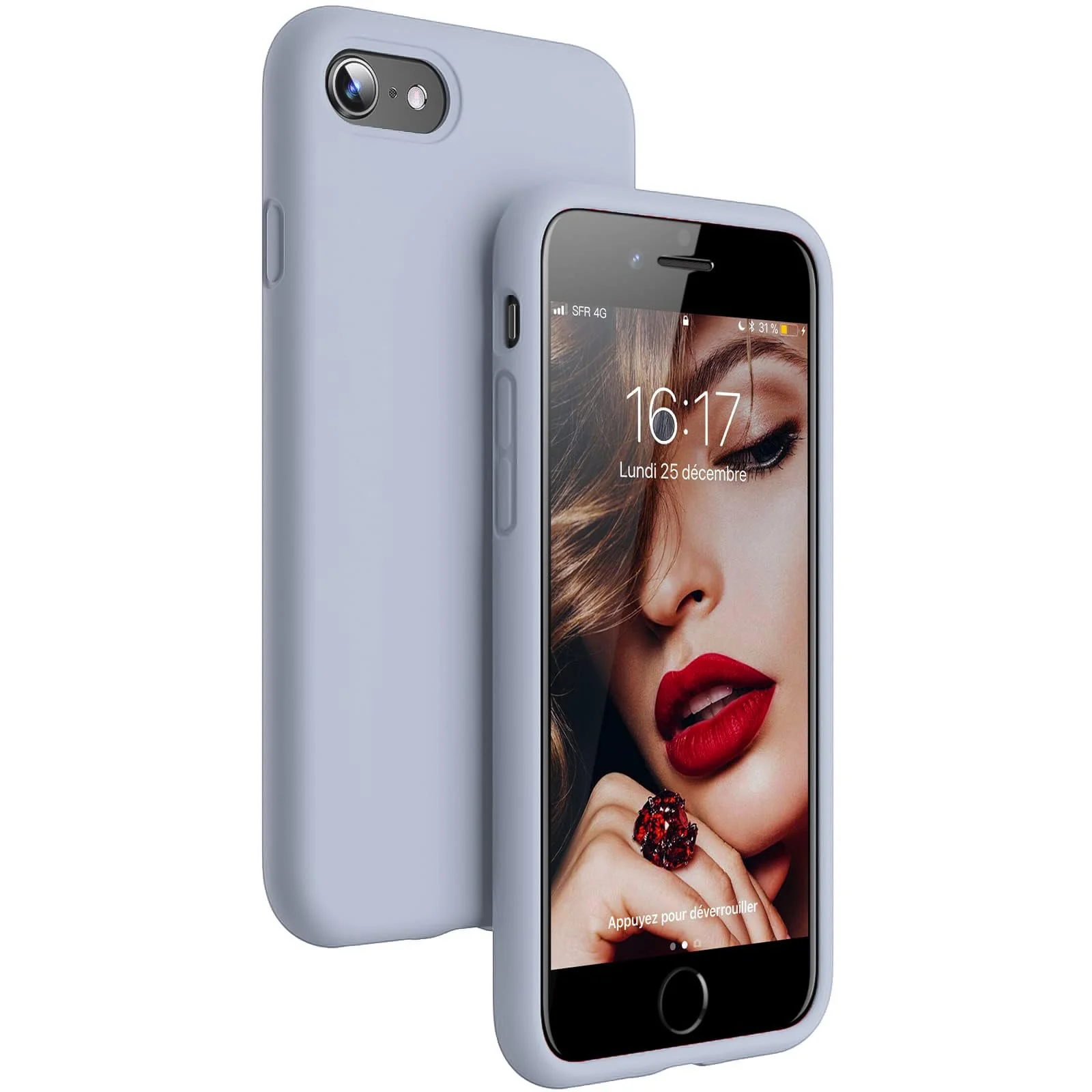 DL3 Mobilak Liquid Silicone Case for iPhone 7 / 8, Shock-absorbing protection, Scratch-resistant surface, Slim, lightweight profile - A.Baby Blue