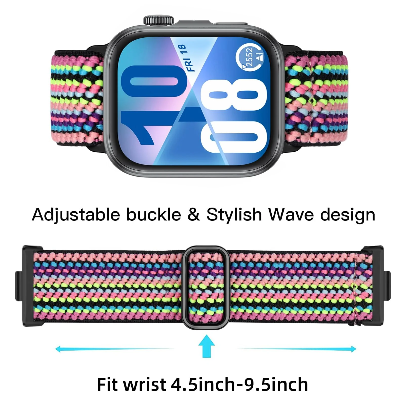 DL3 MOBILAK Elastic Nylon Watch Strap for Huawei Watch Fit 4 Pro / Fit 3, Bohemia