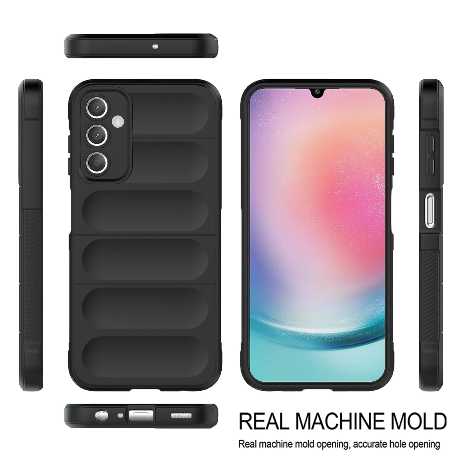 DL3 Mobilak Silicone Case for Samsung Galaxy A15 Heavy Duty Protective [Slim Fit] Shockproof Soft Flexible Protective Design Shock-Absorption TPU Cover With Camera Protection - Black