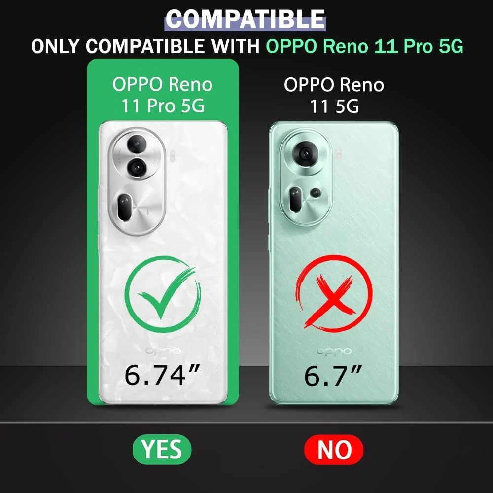 DL3 Mobilak Clear PC and TPU Protective Case for OPPO Reno 11 Pro 5G with Camera Protection and Military-Grade Protection - Black