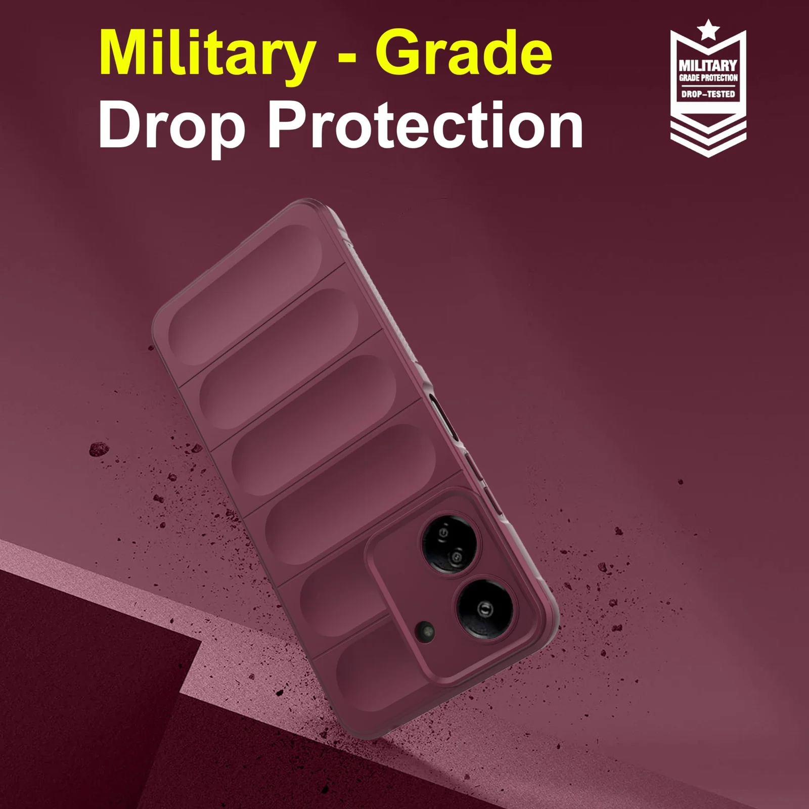 DL3 Mobilak Silicone Case for Xiaomi Redmi 13C 4G Heavy Duty Protective [Slim Fit] Shockproof Soft Flexible Protective Design Shock-Absorption TPU Cover With Camera Protection - Wine Red