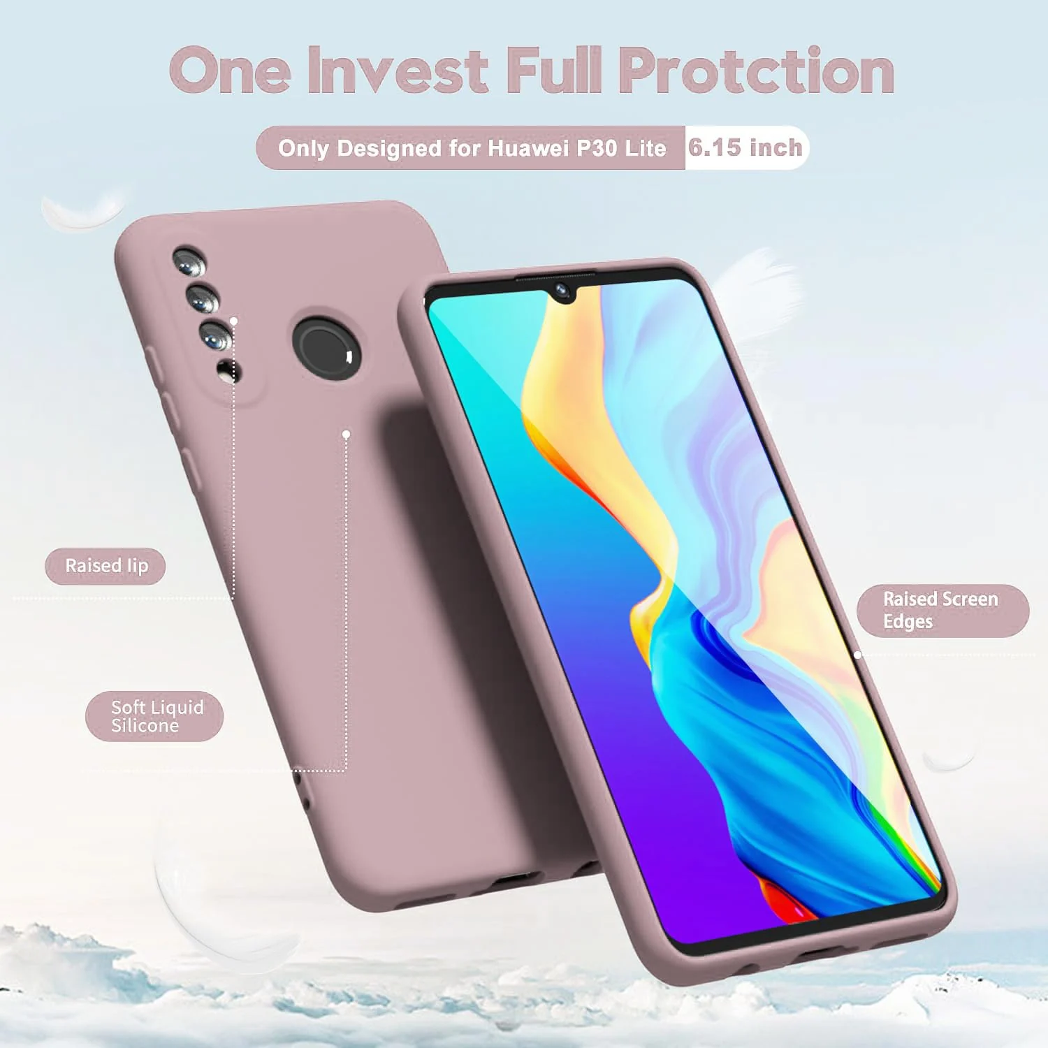 DL3 Mobilak Huawei P30 Lite/Nova 4E Case, Soft Flexible Silicone Gel Rubber Bumper Cover, Full Body Shockproof Protective Phone Case - Cashmere