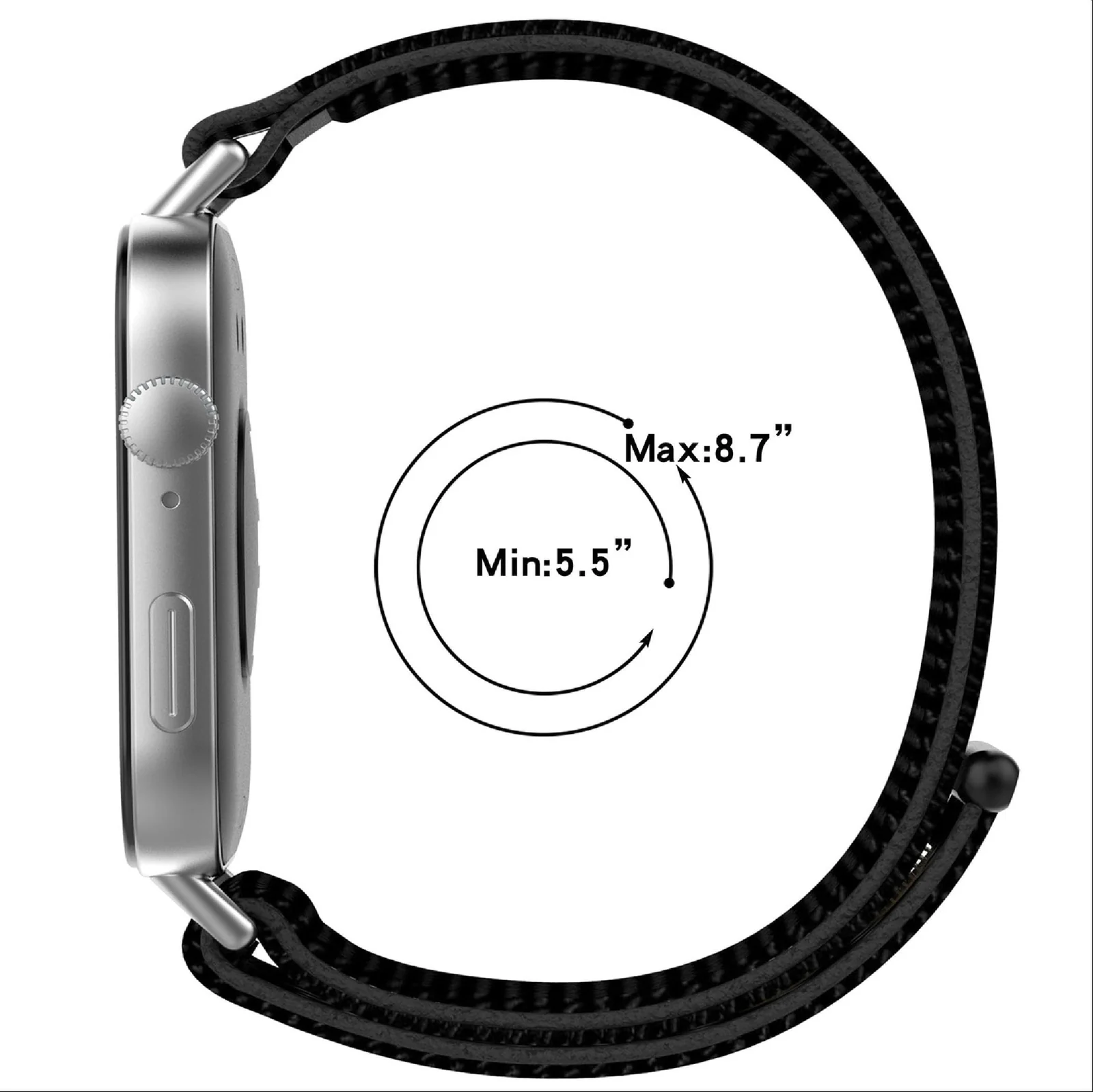 DL3 MOBILAK Elastic Nylon Watch Strap for Huawei Watch Fit 3 / Fit 4 / Fit 4 Pro / Fit 5 / Fit 5 Pro, Black Unity
