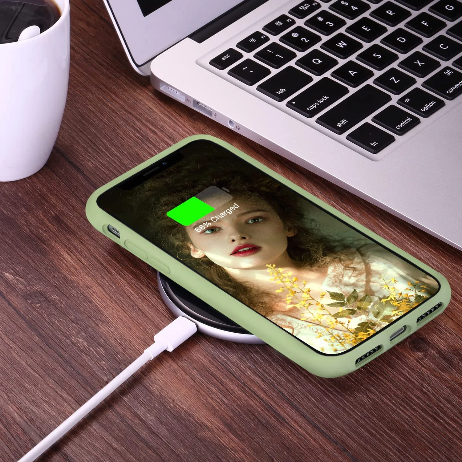 DL3 Mobilak Liquid Silicone Protective Case for iPhone 11 (6.1 Inch) with Camera Protection and Microfiber Lining - Grass Green