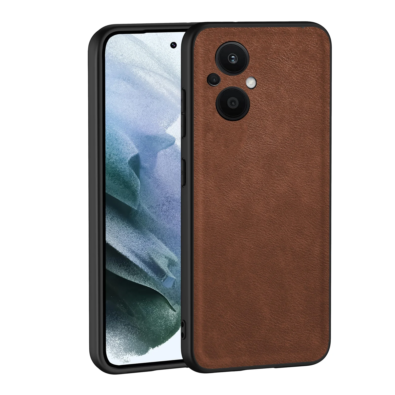 Dl3 Mobilak Case for Oppo Reno 7Z 5G/OnePlus Nord N20 5G Leather Case,Anti-Drop, Anti-Shock, Non-Slip Texture,Simple Cell Phong Cover (Dark Brown)