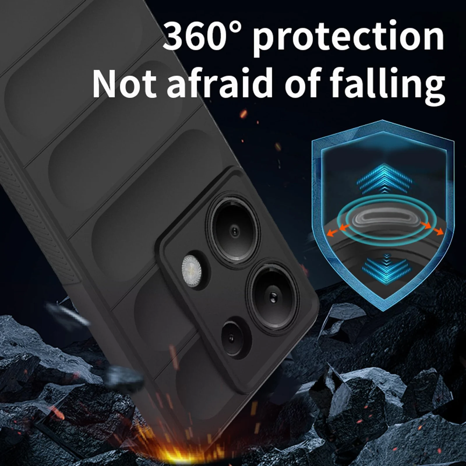 DL3 Mobilak Soft Silicone Protective Case for Xiaomi Redmi Note 13 Pro 4G / Poco M6 Pro 4G with Camera Protection and Shockproof Design - Black