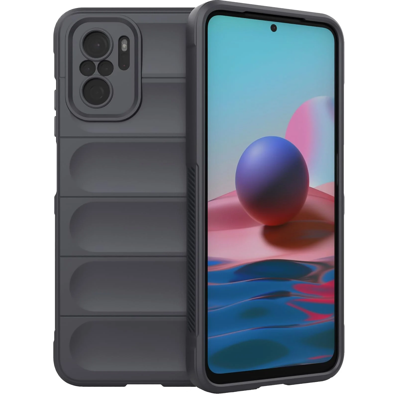 DL3 Mobilak Flexible Silicone and TPU Protective Case with Camera Protection for Xiaomi Redmi Note 10 4G / Note 10S - Dark Gray