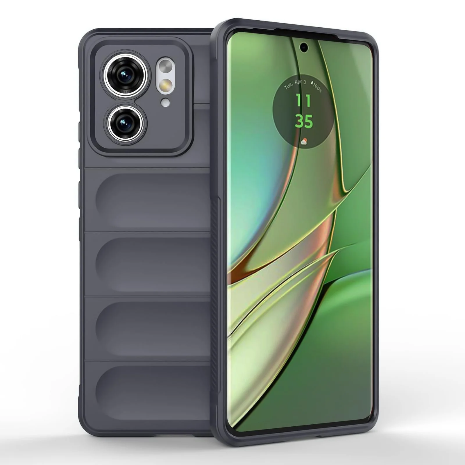 DL3 Mobilak Soft Silicone Protective Case for Motorola Edge 40 5G with Camera Protection and Shockproof Design - Dark Gray