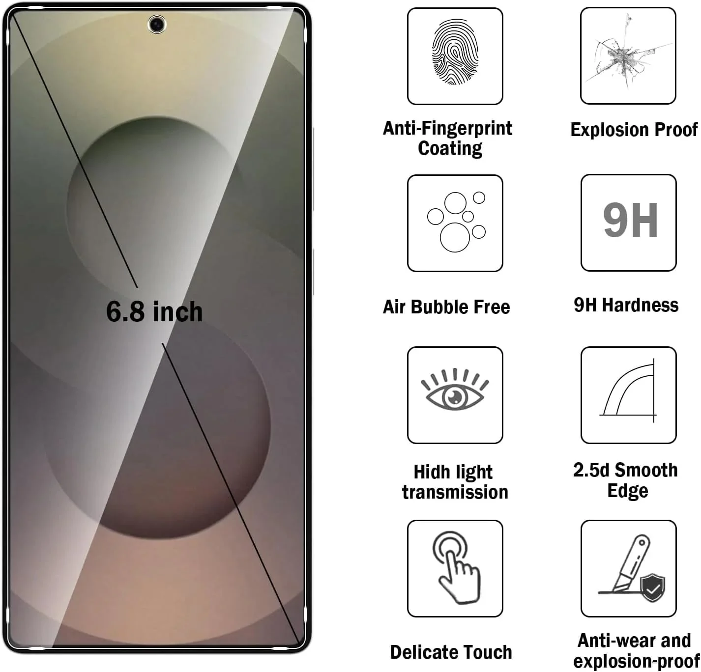 DL3 Mobilak Screen Protector for Samsung Galaxy S25 Ultra, Tempered Glass Screen Saver Premium HD Protective, Scratch Resistant, NO-Bubble, 9H Hardness, Full Coverage Film - Clear