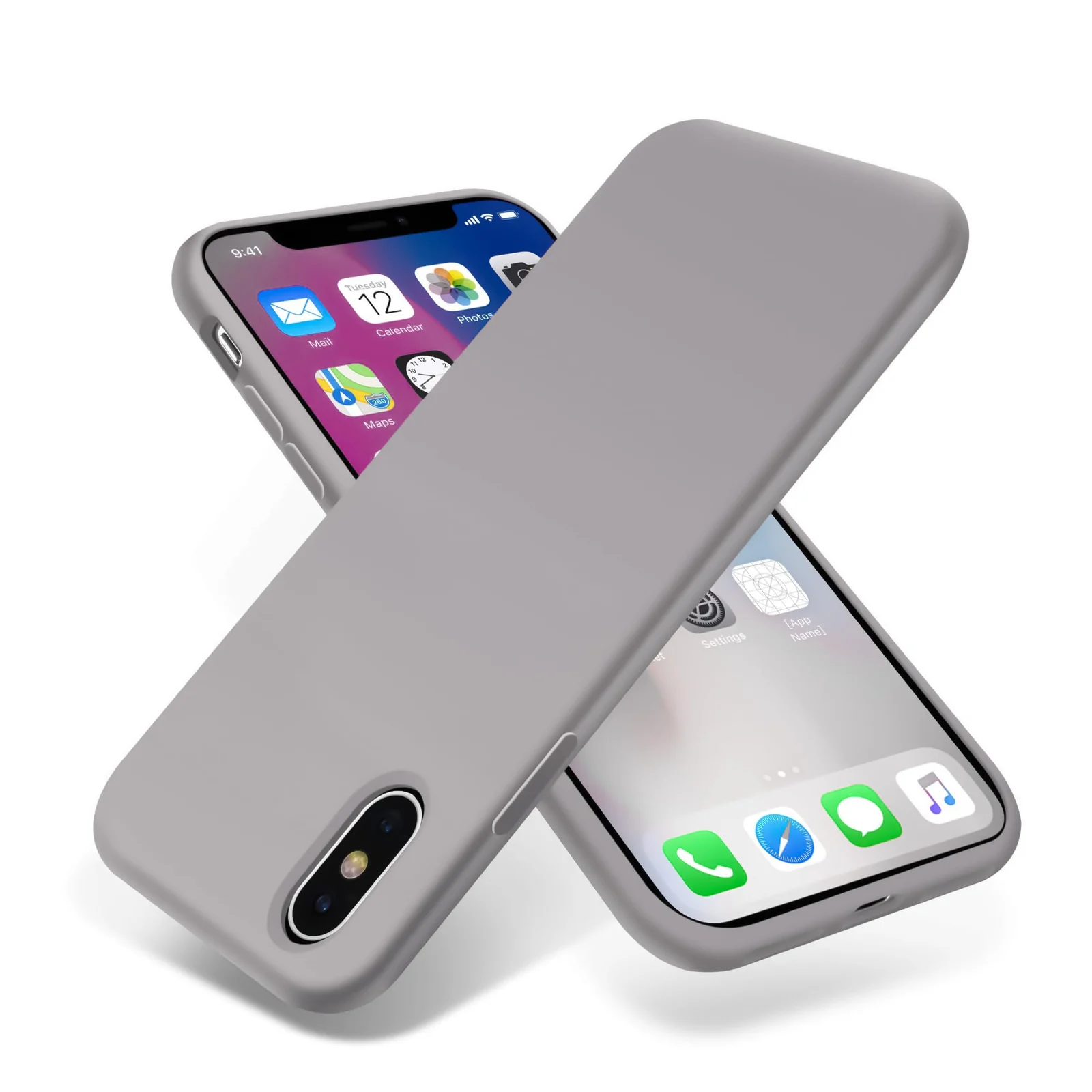 DL3 Mobilak Liquid Silicone Protective Case for iPhone XS Max with Camera Protection and Microfiber Lining - A Stone