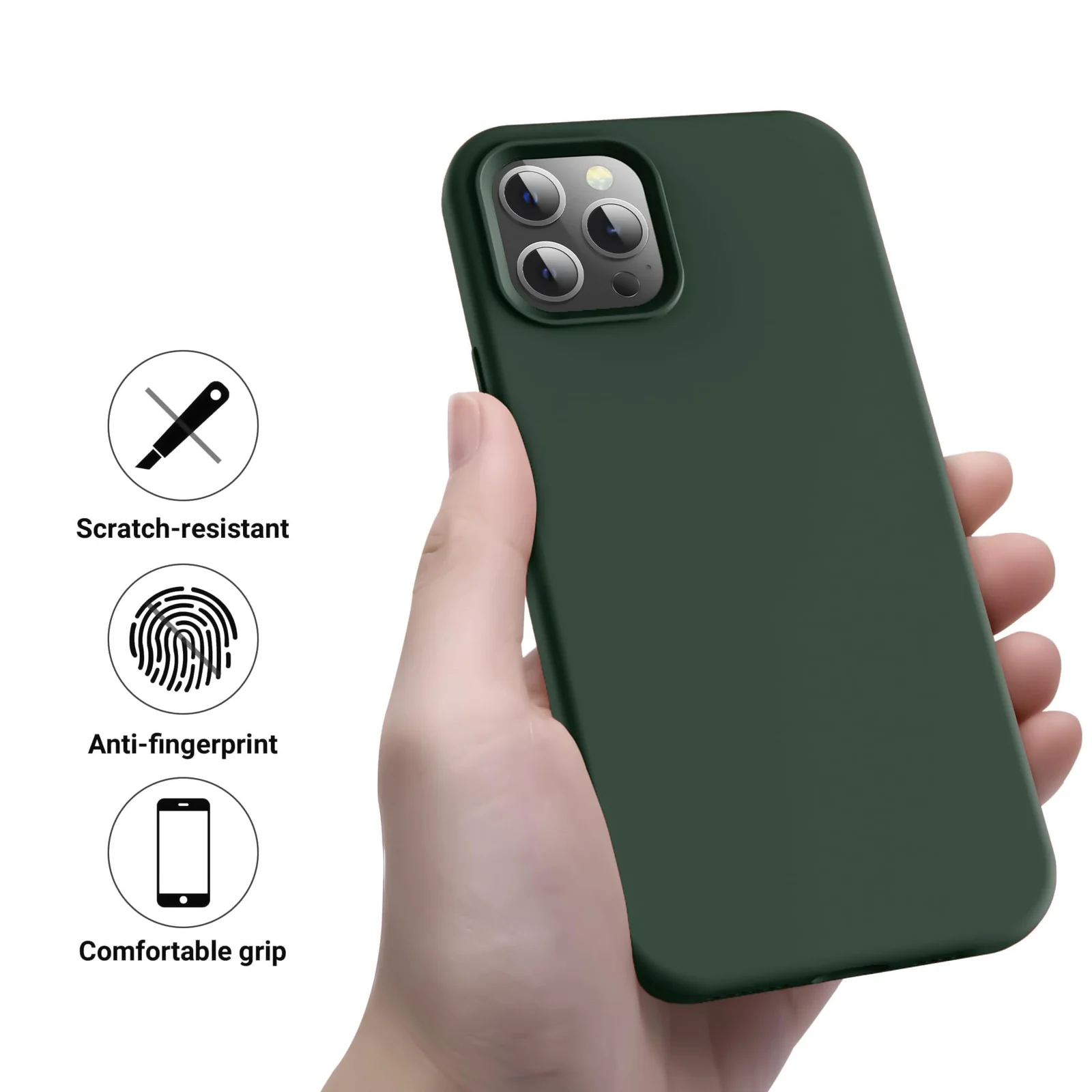 DL3 Mobilak Liquid Silicone Case for iPhone 15 Pro Max, Supports wireless charging, Shock-absorbing protection, Scratch-resistant surface - Green