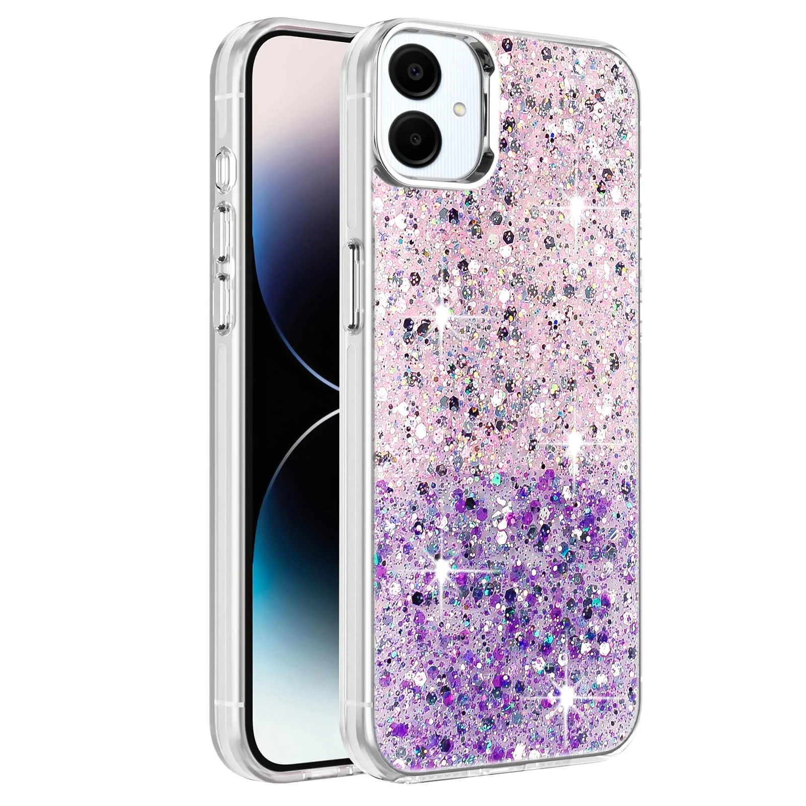 DL3 Mobilak Glitter Rhinestone Protective Case for Samsung Galaxy A06 with Shockproof Design - Pink Purple