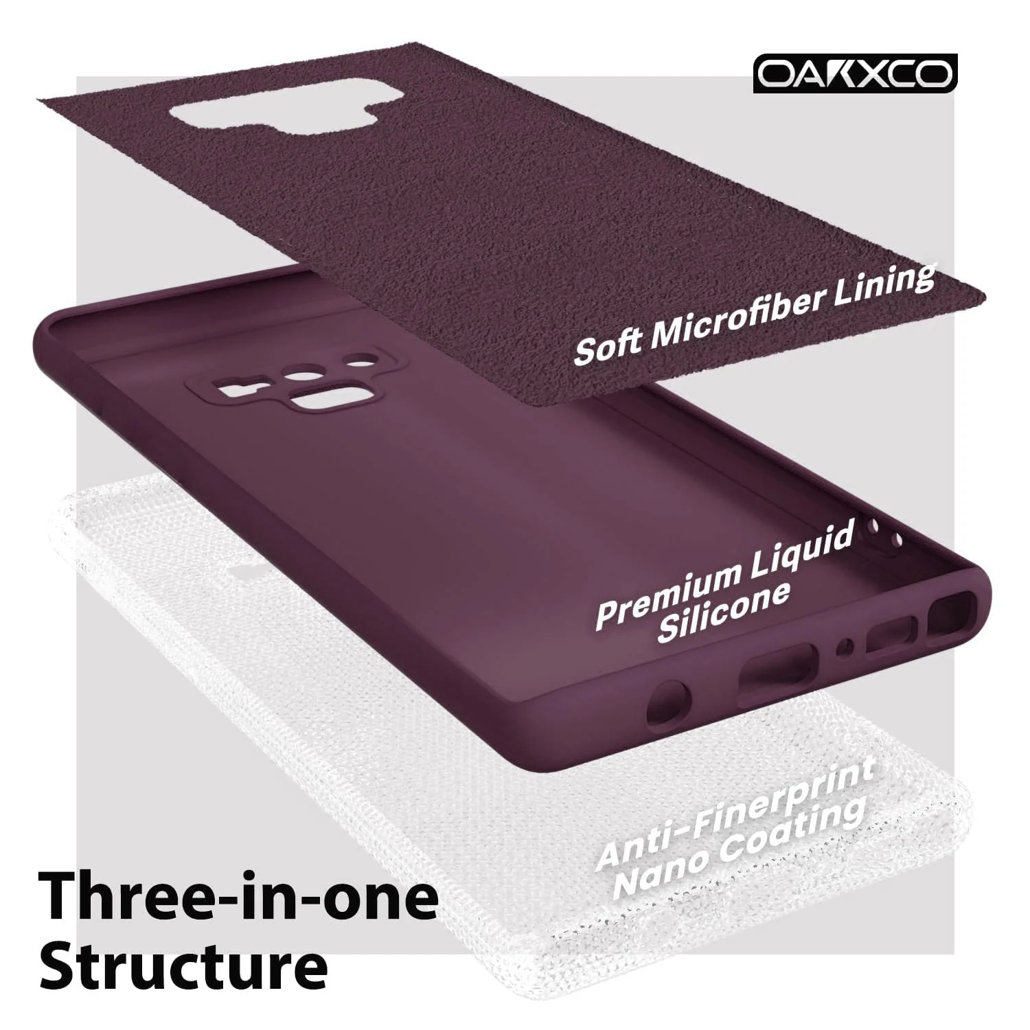 DL3 Mobilak Silicone Protective Case for Samsung Galaxy Note 9, Shock-absorbing protection, Scratch-resistant surface, Soft microfiber lining - Wine Red