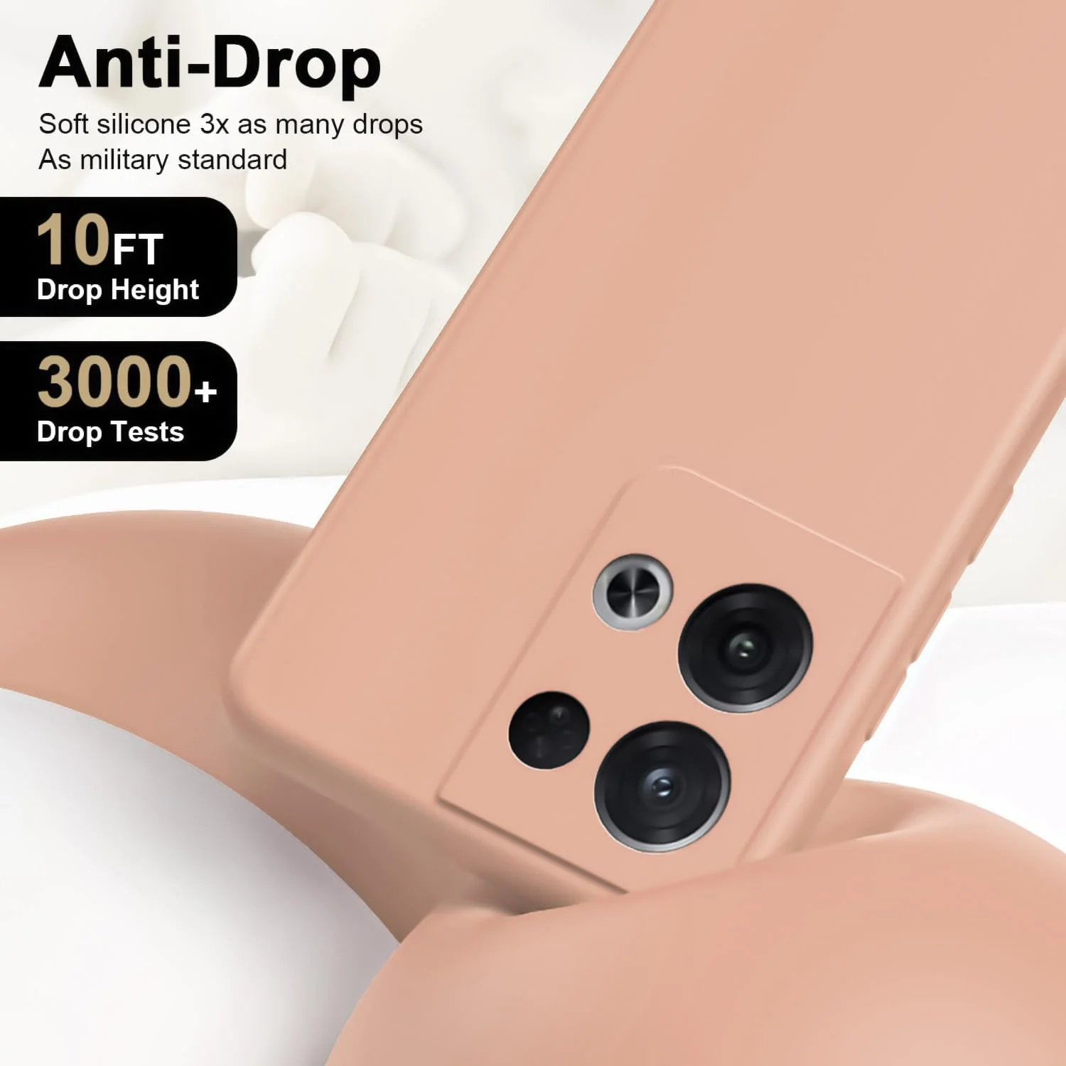 DL3 Mobilak Liquid Silicone Protective Case with Soft Microfiber Lining with Full Camera Protection for OPPO Reno 8 Pro 5G / Reno8 Pro+ Plus 5G - Light Orange