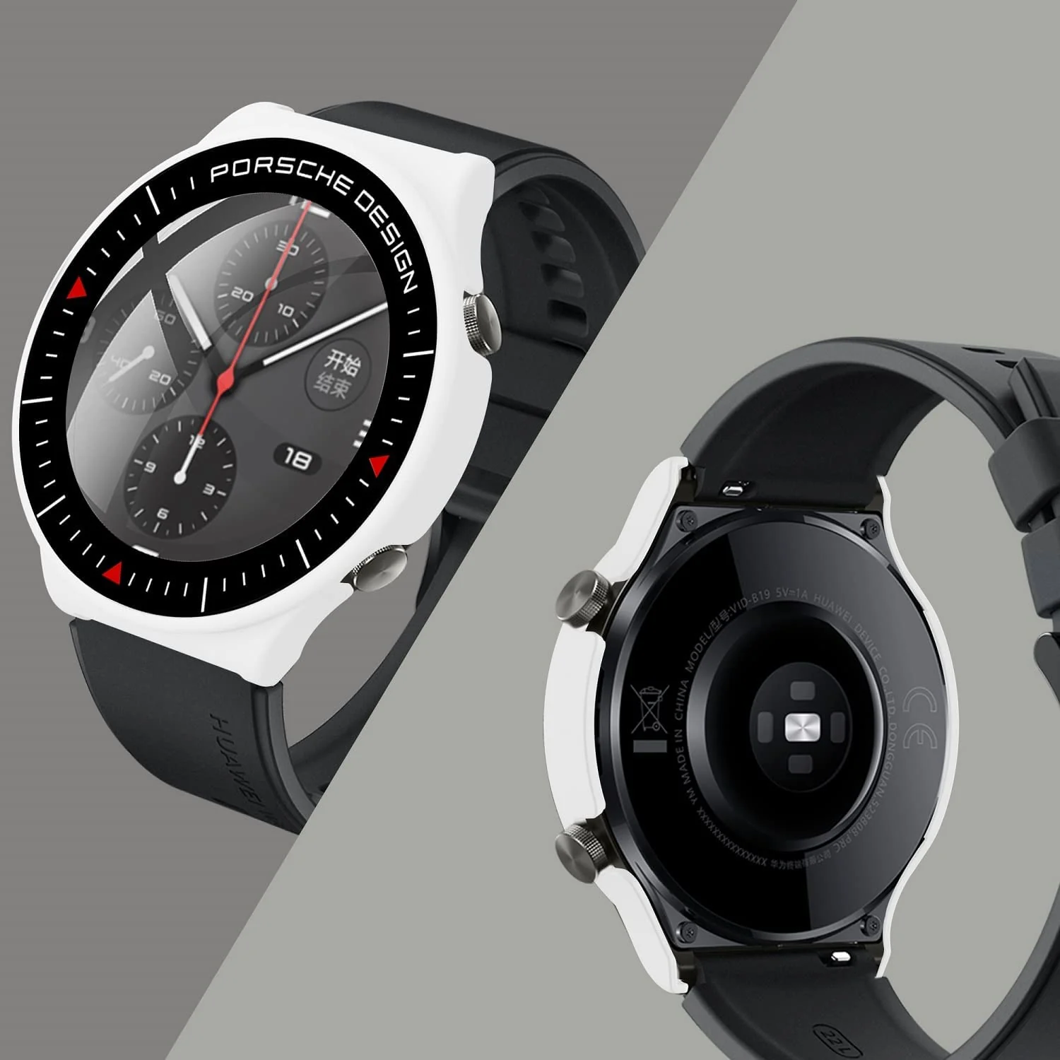 DL3 Mobilak Case Compatible with Huawei Watch GT2 Pro PC Cover with Bezel Tempered Glass Protection, Ultra Thin Full Protection for Huawei Watch GT 2 Pro Protective Case - White