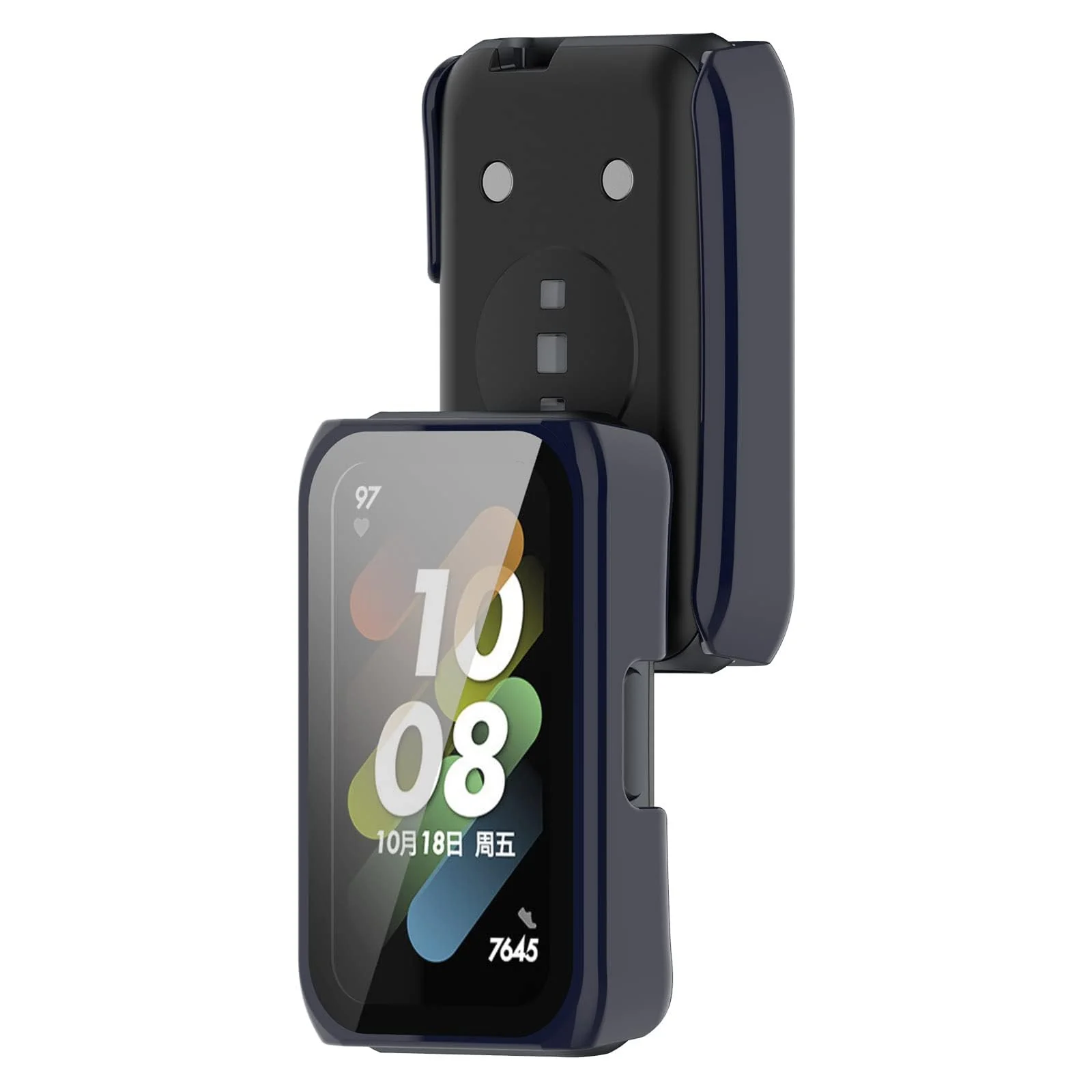 DL3 MOBILAK Full-Coverage Watch Case with Tempered Glass for Huawei Band 6 / Honor Band 6 / Band 7, Blue