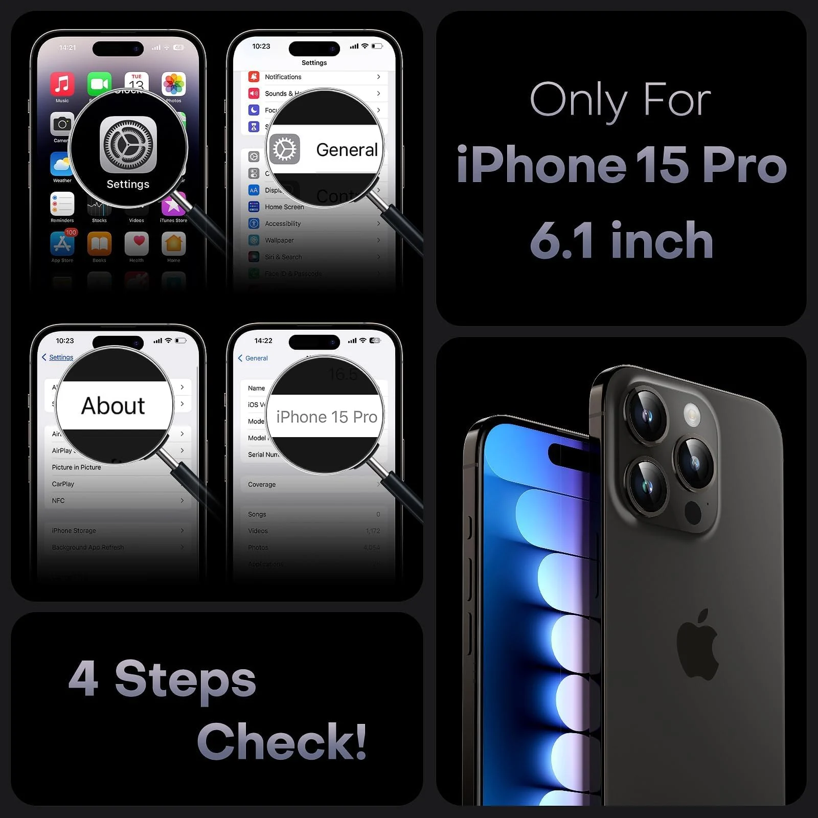 DL3 Mobilak Matte Screen Protector for iPhone 15 Pro 6.1 inch, Tempered Glass Screen Protectors With Back Screen Carbon Fibre, Anti-Glare and Anti-Fingerprint, No Bubbles, Built-in Dust Filter - Clear