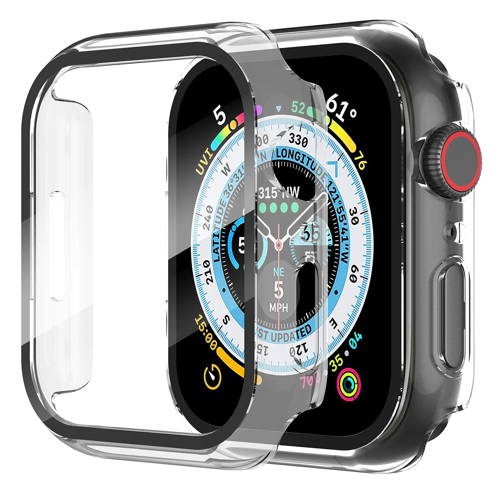 DL3 Mobilak Stainless Steel Band with Case Compatible with Apple Watch Band 45mm Series 9/8/7, Men Woman Business Strap with Protective Bumper Cover for iWatch Series 7/8/9 45mm - Silver Rose Gold