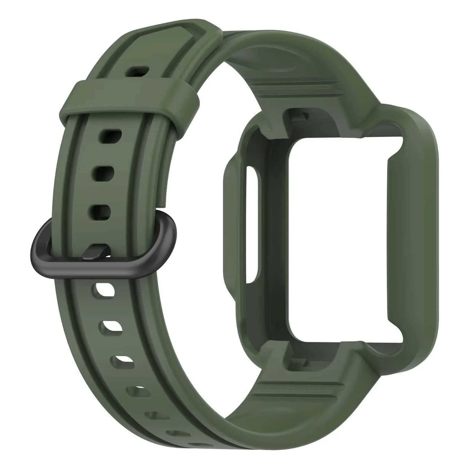 DL3 Mobilak Replacement Wrist Band Compatible with Xiaomi MI Watch Lite/Redmi Watch 2 Lite/Poco Watch/Redmi Watch 2/Horloge 2, Adjustable Soft Silicone Wrist Strap with Cover (Green), unisex-adult - Black