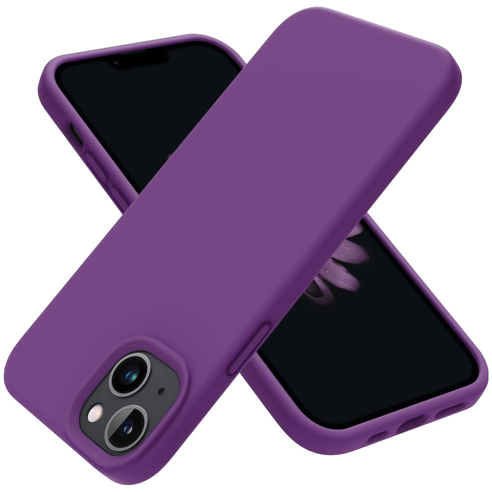 "DL3 Mobilak Compatible with iPhone 15 Plus/iPhone 14 Plus Case 6.7"", Slim Liquid Silicone 3 Layers Soft Gel Rubber Cover Protective Phone Case with Anti-Scratch Microfiber Lining - Violet"