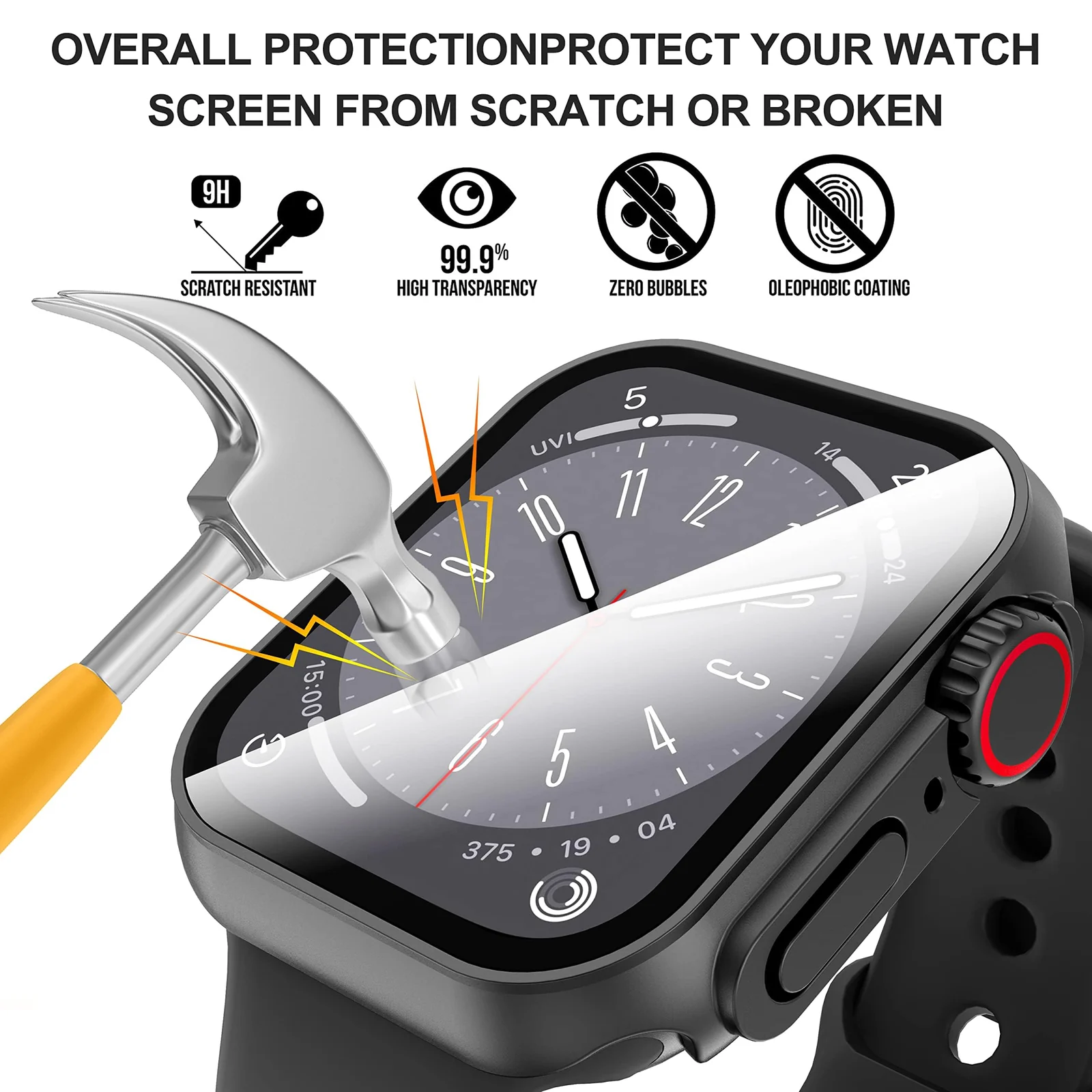 DL3 Mobilak for Apple Watch 41mm Screen Protector Case, [ Looks Like Ultra Protector Case ] Built-in Tempered Glass Screen Unique Design Case Cover for iWatch 41mm Series 9 8 7 - Black