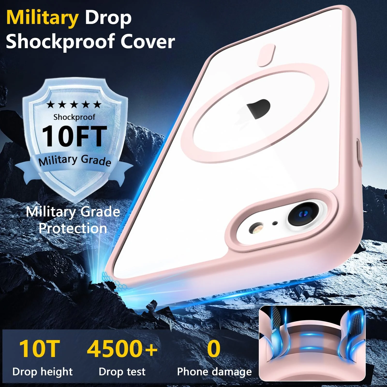 DL3 Mobilak Clear MagSafe-Compatible Magnetic Case for iPhone 7 Plus / iPhone 8 Plus with Camera Protection and Military-Grade Protection - Pink