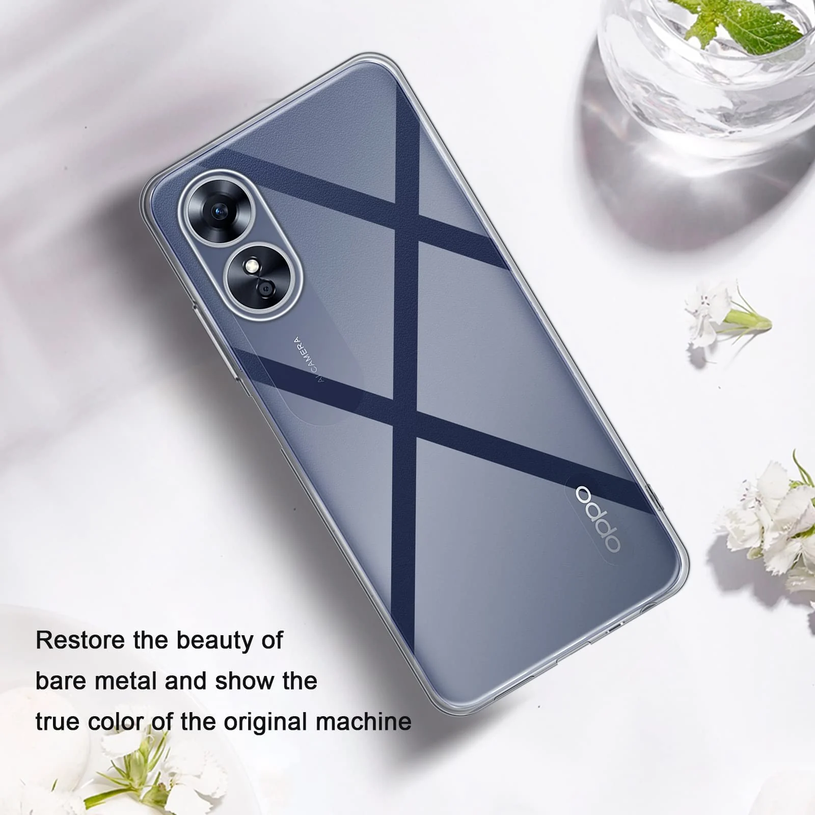 DL3 Mobilak Case Compatible with OPPO A17 / OPPO A17K Case Crystal Soft TPU Gel Case Flexible Silicone Anti-Scratch Camera Protection TPU Cover - Clear
