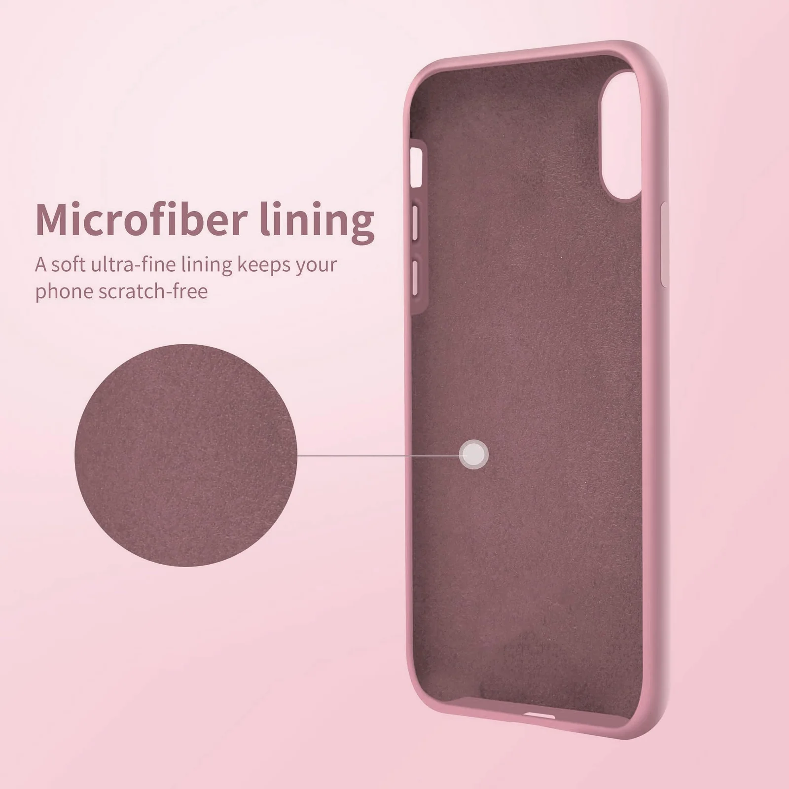DL3 Mobilak Liquid Silicone Protective Case for iPhone XS Max with Camera Protection and Microfiber Lining - A Pink
