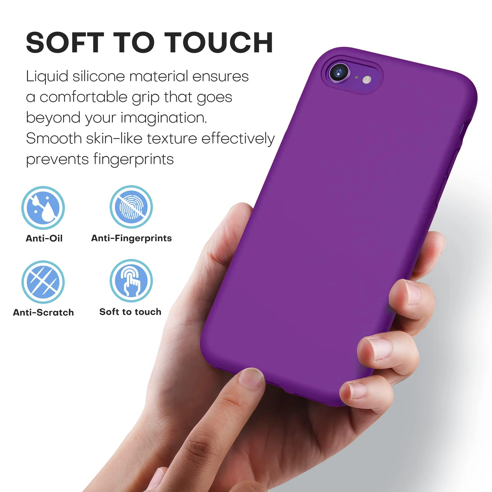 DL3 Mobilak Liquid Silicone Protective Case for iPhone SE 2022, SE 2020, iPhone 7, iPhone 8 with Camera Protection and Microfiber Lining - Purple
