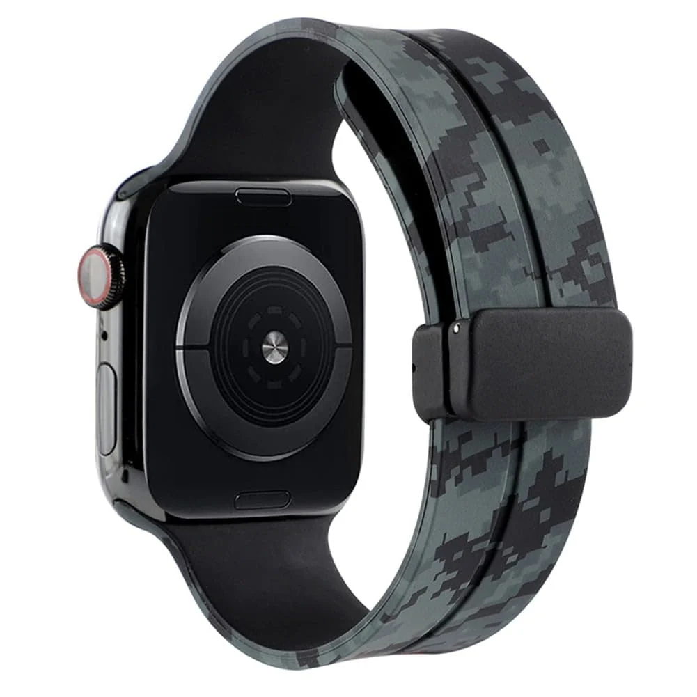 DL3 Mobilak Magnetic for Apple Watch Ultra Band 49mm 45mm 44mm 41mm 40mm 38mm 42mm, Soft Sport Silicone Strap for iwatch Series 9 8/7/6/5/4/3/2/SE/Ultra 2 (Digital, 38mm/40mm/41mm) - Digital Blue