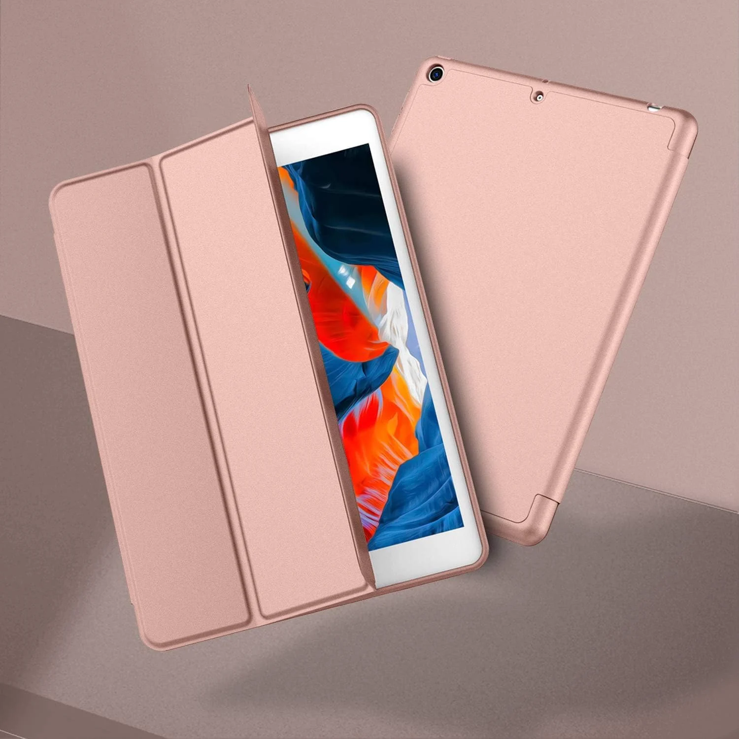 DL3 Mobilak Case For iPad 9.7-inch, (2018/2017), iPad Pro 9.7 Inch 2016, iPad Air 2nd/1st Smart Cover with Pencil Holder and Soft Silicone Back and Full Body Protection, Auto Wake/Sleep - Rose Gold
