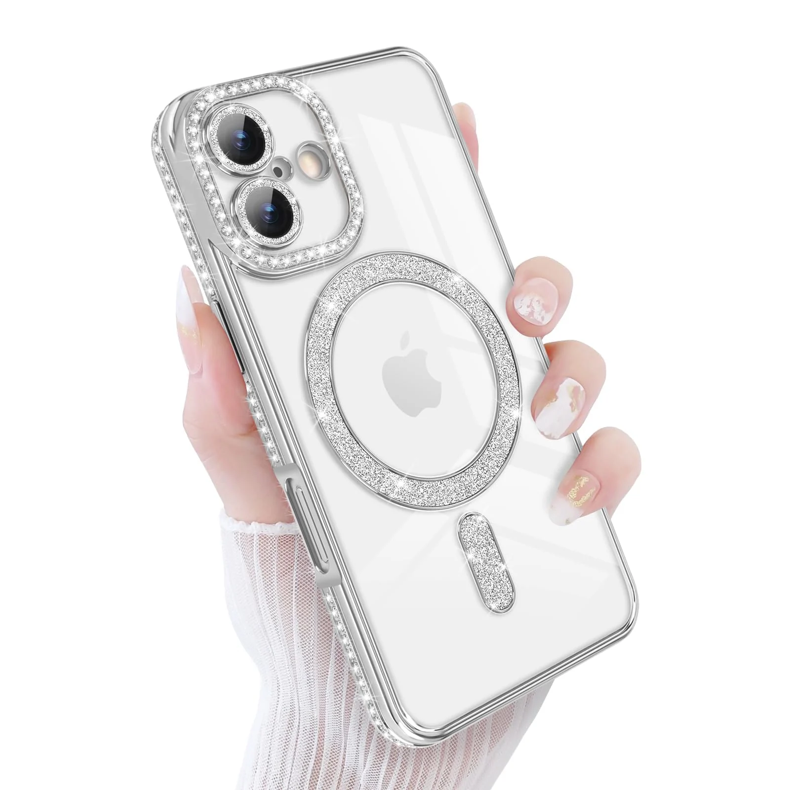 DL3 Mobilak MagSafe-Compatible Magnetic Case for iPhone 17 with Camera Protection and Magnetic Car-Mount Support - Silver