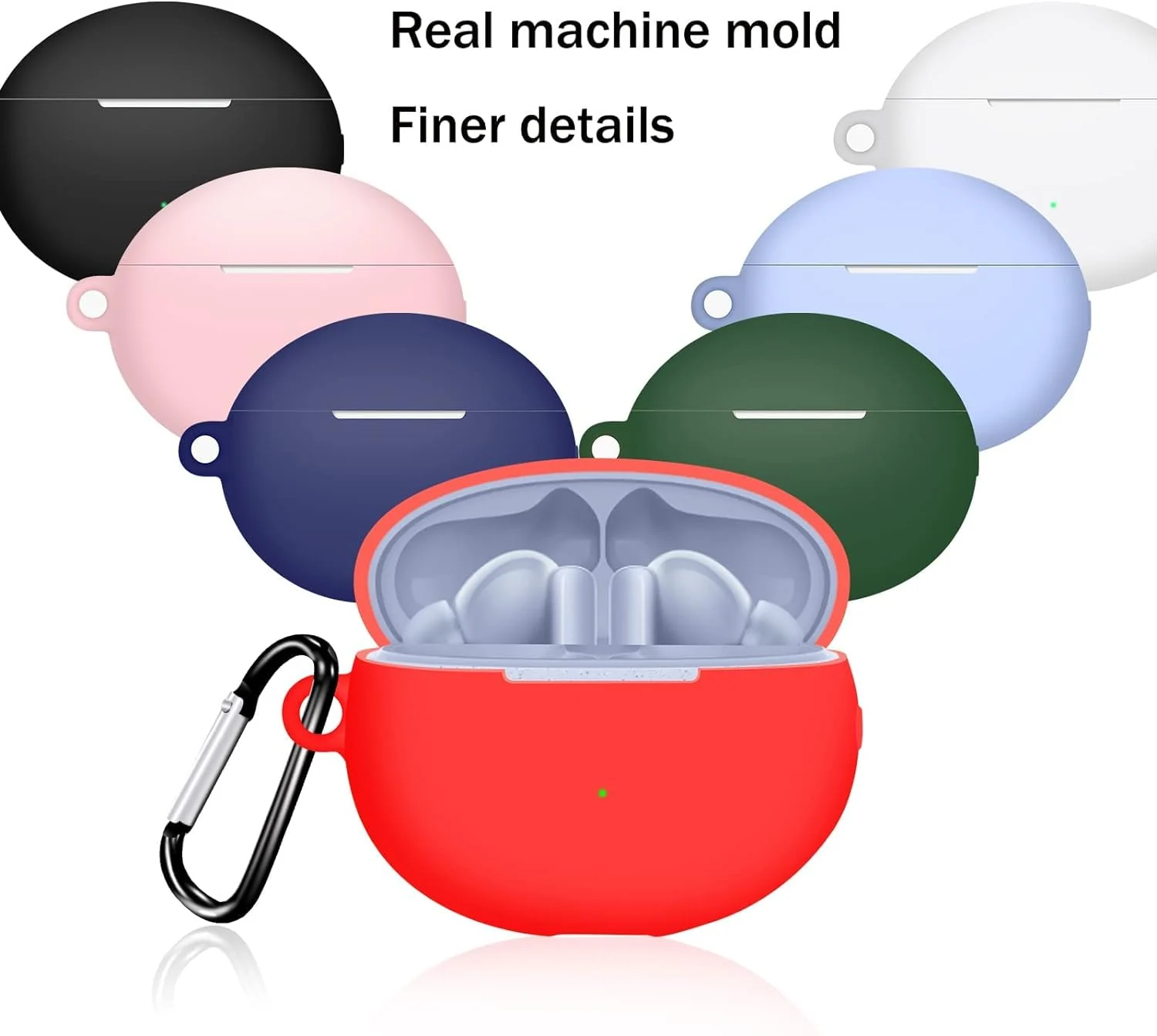 DL3 Mobilak Silicone Case Compatible with Huawei FreeBuds 5i Earbuds, Soft Silicone Protective Case Cover, Shockproof Sleeve with Carabiner - Red