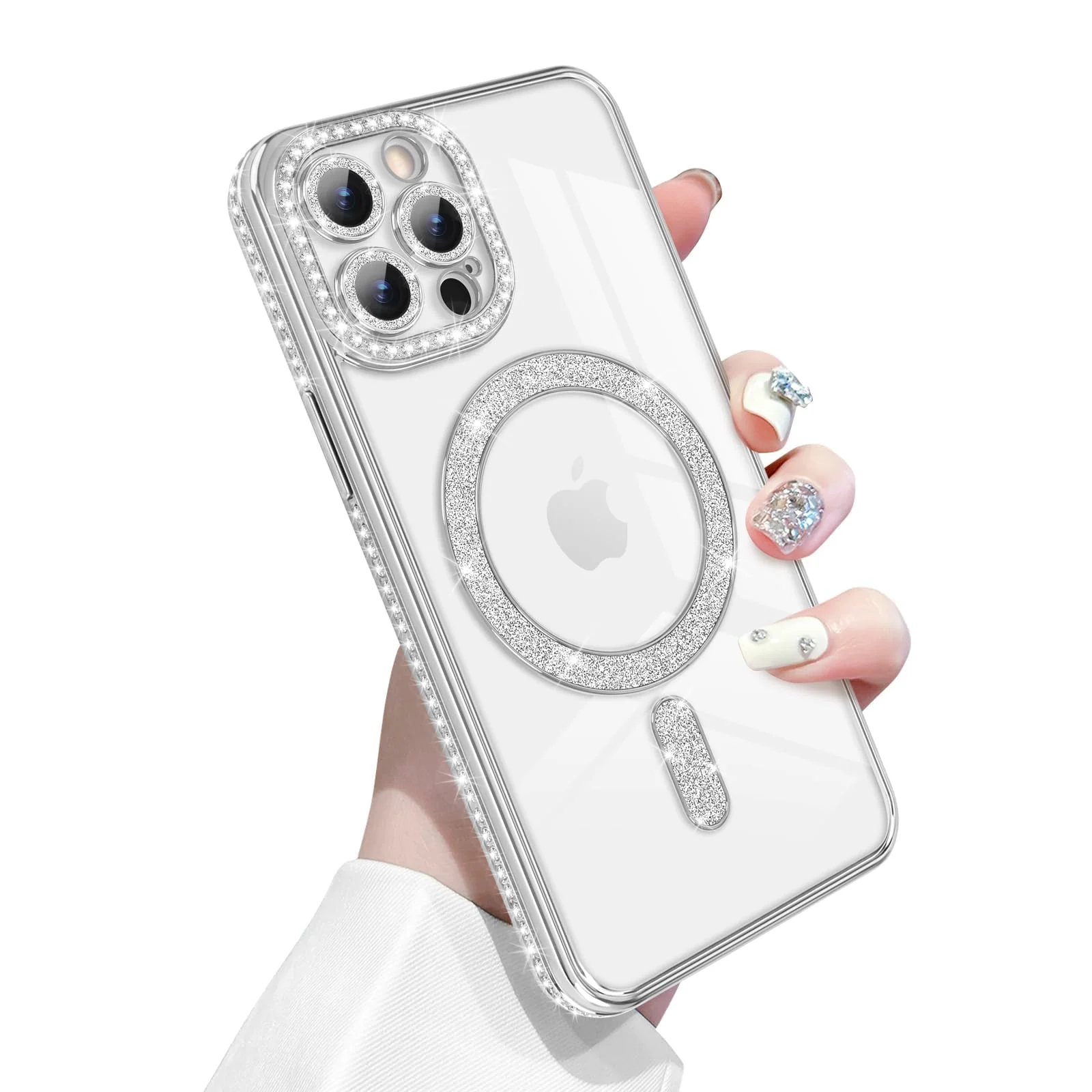 DL3 Mobilak MagSafe-Compatible Magnetic Case for iPhone 12 Pro Max with Camera Protection and Magnetic Car-Mount Support - Silver
