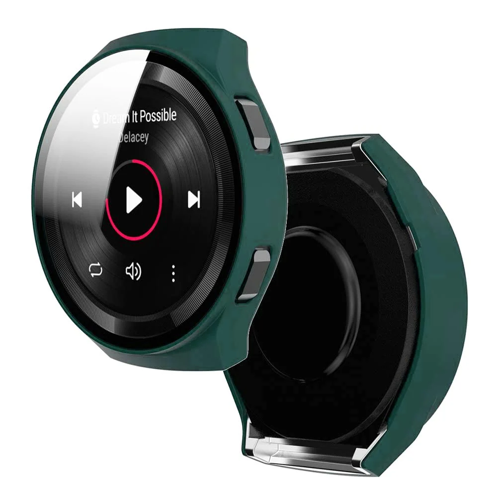 DL3 Mobilak Protective Case Compatible with Huawei Watch GT 2e 9H Hardness PC Case Bumper Full Slim Protective Cover with Tempered Glass For Huawei GT2e - Green