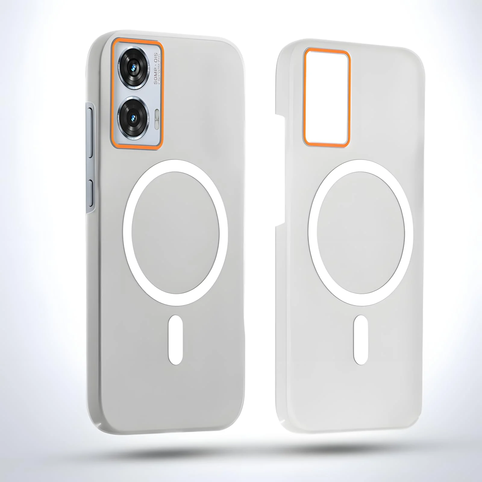 DL3 Mobilak Case Back Cover for Motorola Edge 50 Fusion, Sleek Frosted Translucent Back Only Compatible with Wireless Magnetic Accessories | Anti-Scratch Shockproof Phone Case - Clear