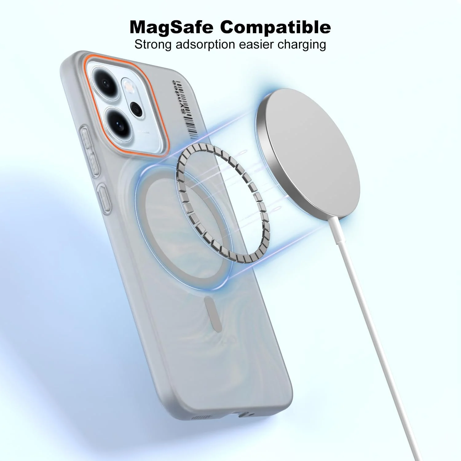 DL3 Mobilak Translucent Matte Case for OPPO Reno 14F / OPPO Reno14 FS, Compatible with MagSafe accessories, Shock-absorbing protection, Integrated ring holder - Clear