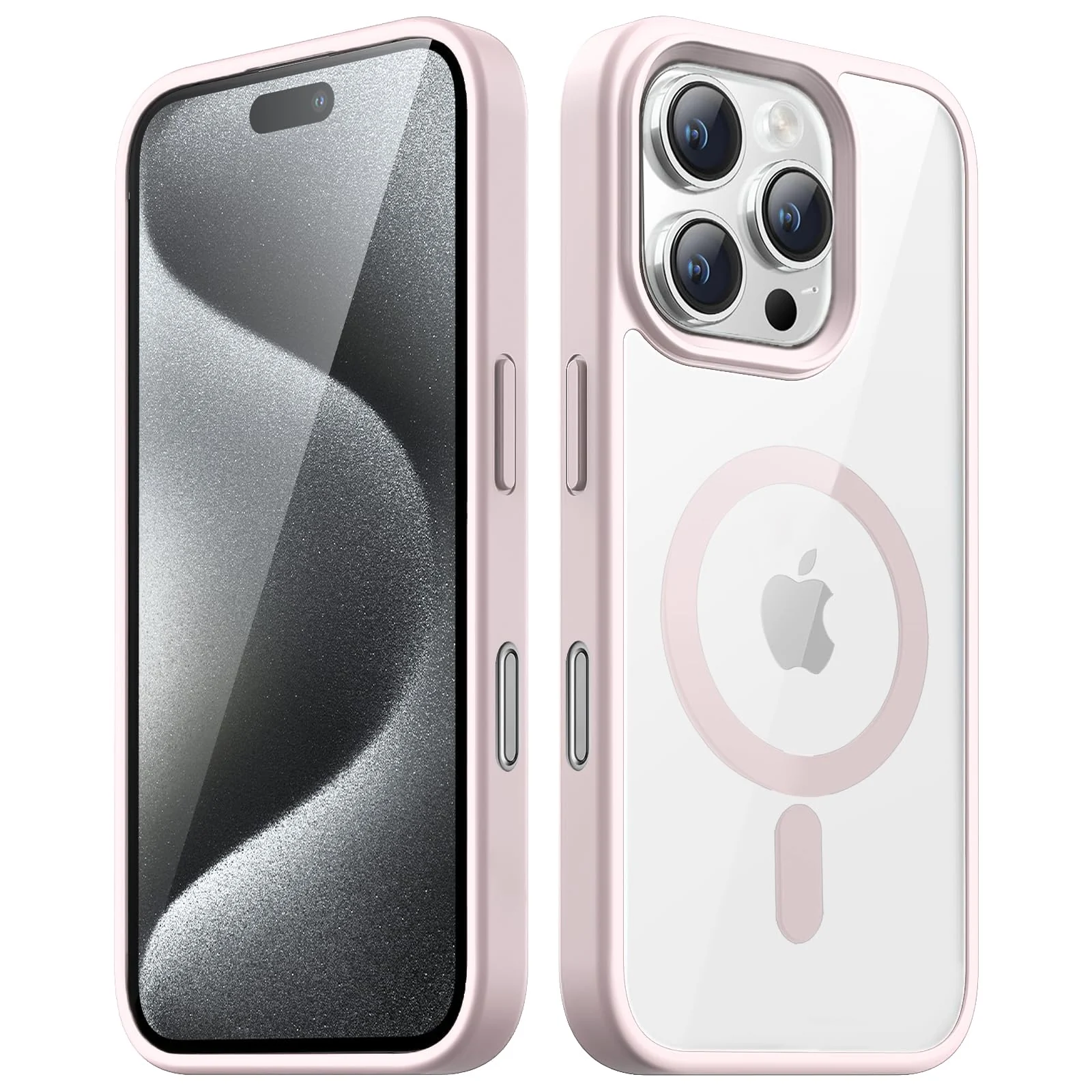 DL3 Mobilak Magnetic Case for iPhone 16 Pro 6.3-Inch Compatible with MagSafe, Shockproof Phone Bumper Cover, Solid Color Matte TPU Frame, Anti-Scratch Clear Back - Pink Sand