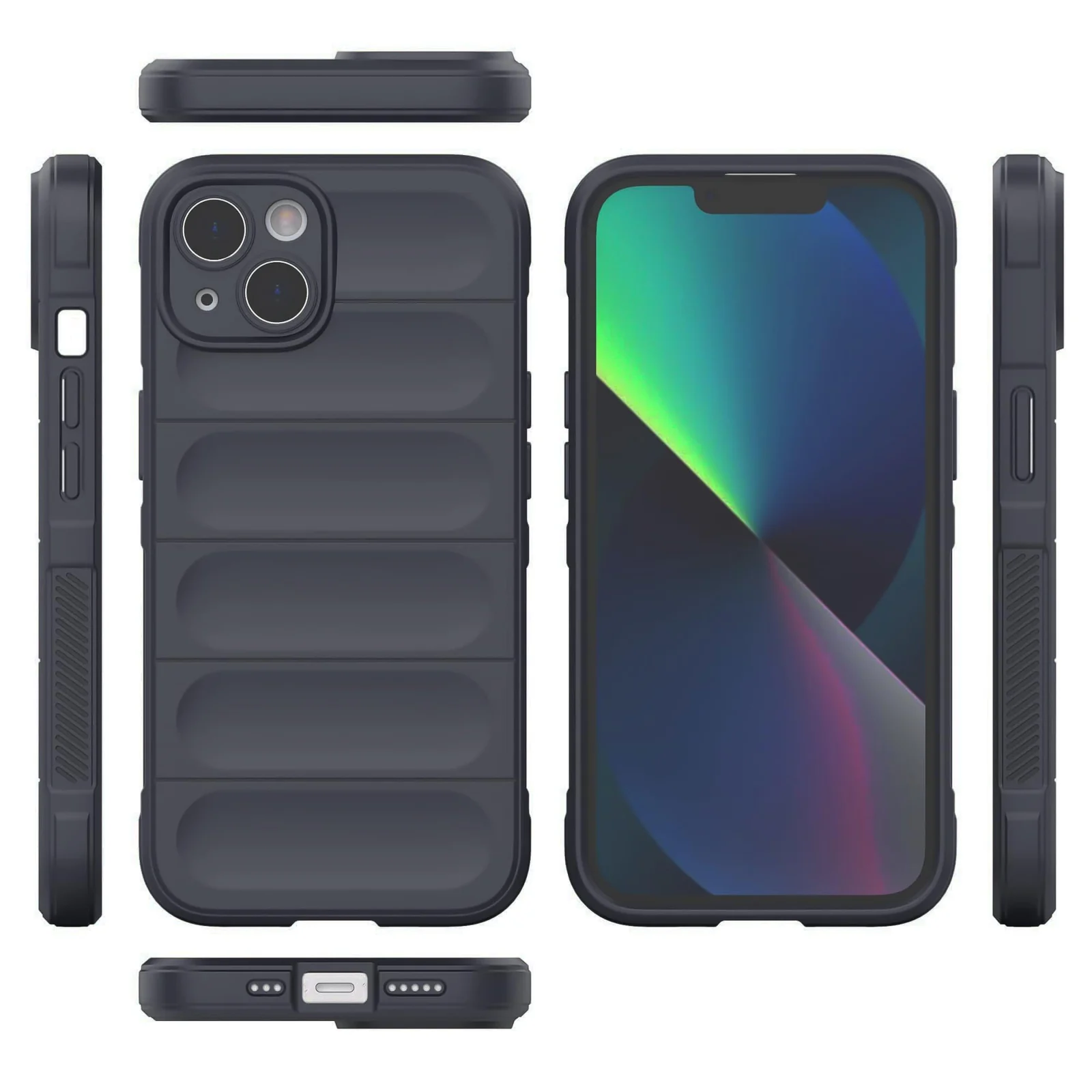 DL3 Mobilak Silicone Case for iPhone 15+ Plus 6.7-Inch Heavy Duty Protective [Slim Fit] Shockproof Soft Flexible Protective Design Shock-Absorption TPU Cover With Camera Protection - Dark Gray