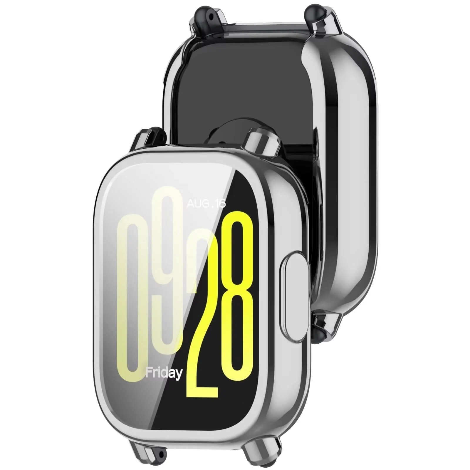 DL3 Mobilak Case for Xiaomi Redmi Watch 5 Active, Case with Screen Protector, HD Protection Cover, Soft Silicone Screen Protector Cover for Xiaomi Redmi Watch 5 Active - Silver