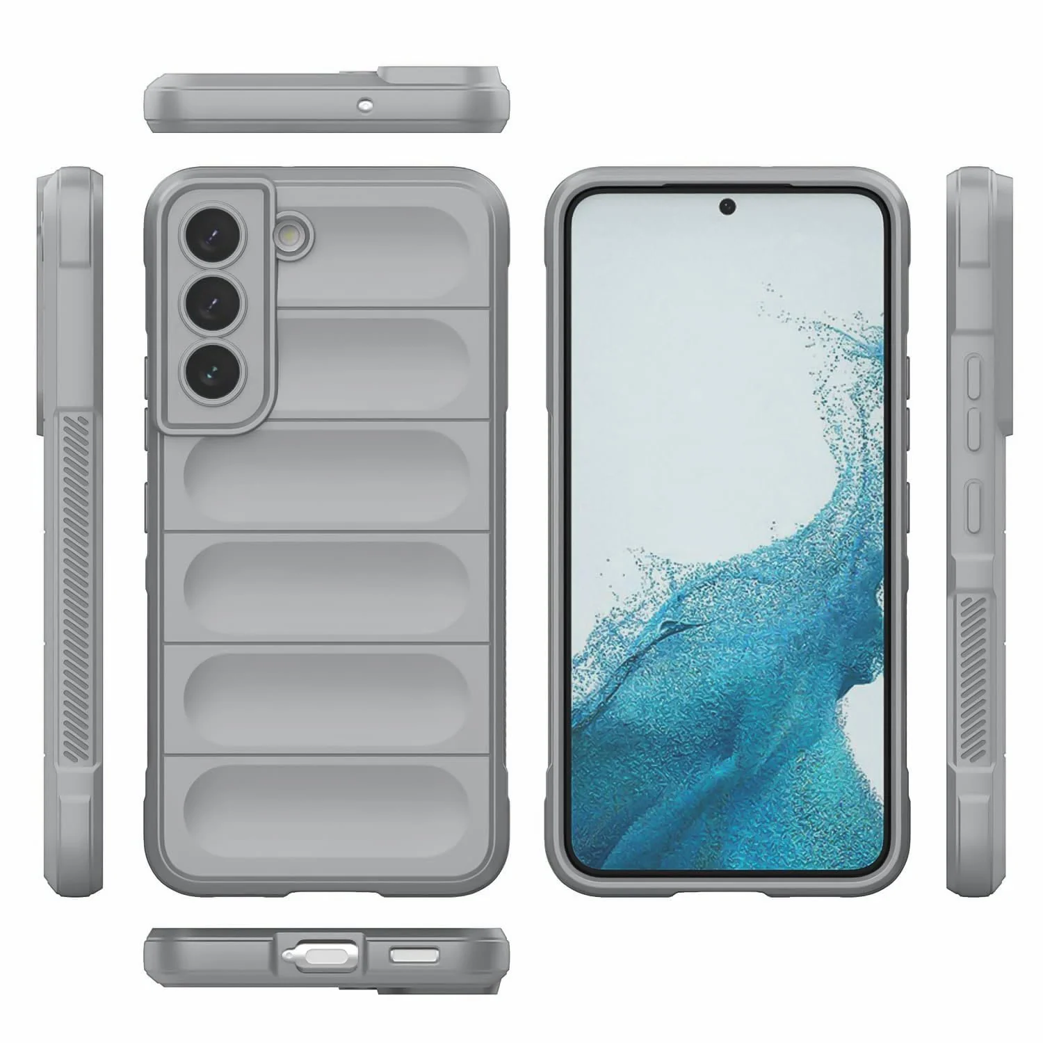 DL3 Mobilak Silicone Case for Samsung Galaxy S22 5G 6.1-Inch Heavy Duty Protective [Slim Fit] Shockproof Soft Flexible Protective Design Shock-Absorption TPU Cover With Camera Protection - Gray