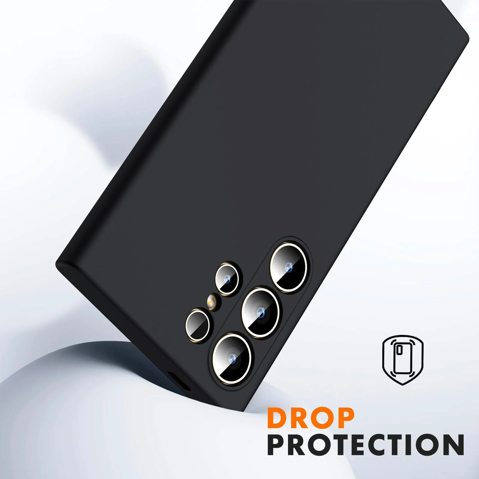 DL3 Mobilak Liquid Silicone Protective Case for Samsung Galaxy S23 Ultra with Camera Protection and Microfiber Lining - Black