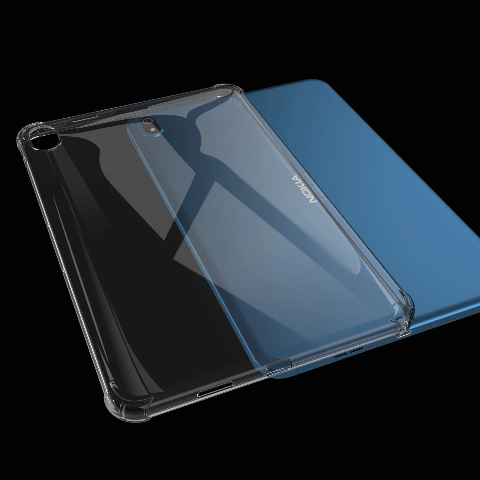 "DL3 Mobilak Silicone Tablet Case for Nokia T20 10.4"", Shock-absorbing protection - Case Clear With Glass Screen" - Clear