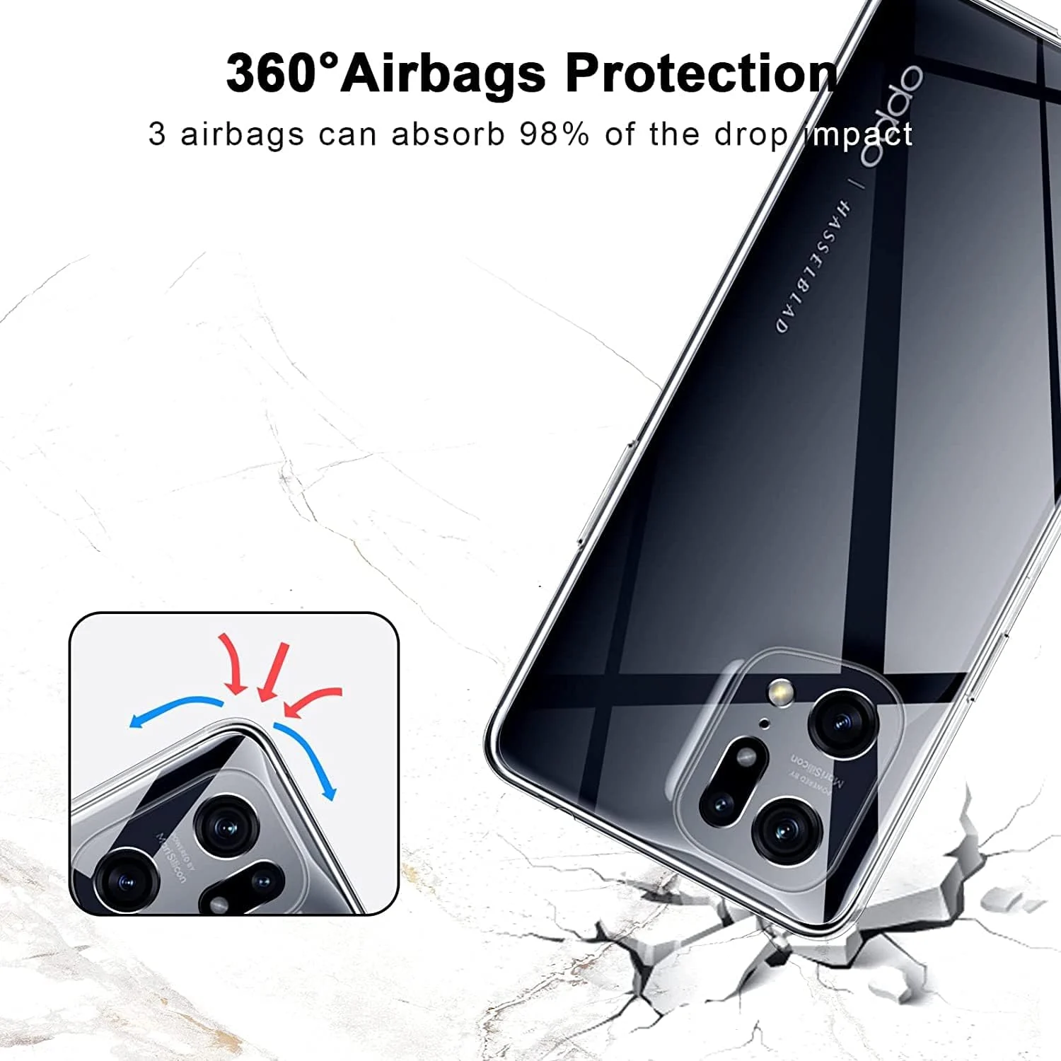 DL3 Mobilak Case Compatible with OPPO Find X5 Pro Case Crystal Soft TPU Gel Case Flexible Silicone Anti-Scratch Camera Protection TPU Cover - Clear
