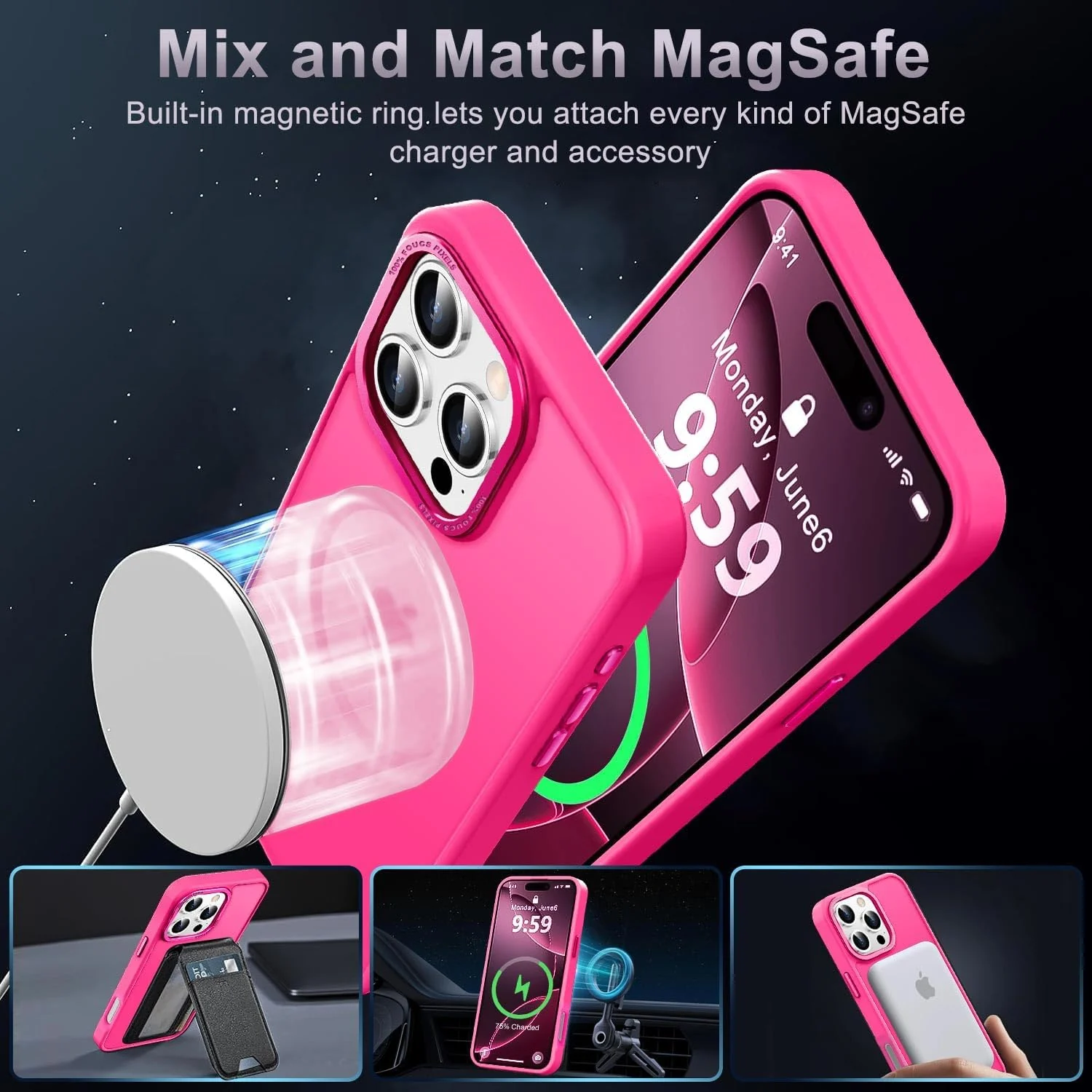 DL3 MOBILAK Protective Phone Case for Apple iPhone 16 Pro Max - Hot Pink
