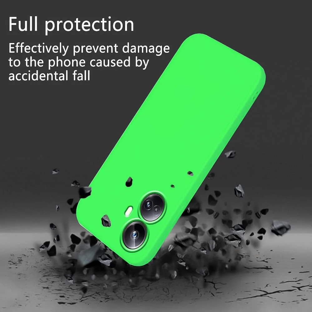 DL3 Mobilak Silicone Protective Case for realme 10 pro plus, Shock-absorbing protection, Scratch-resistant surface, Soft microfiber lining - Neon Green