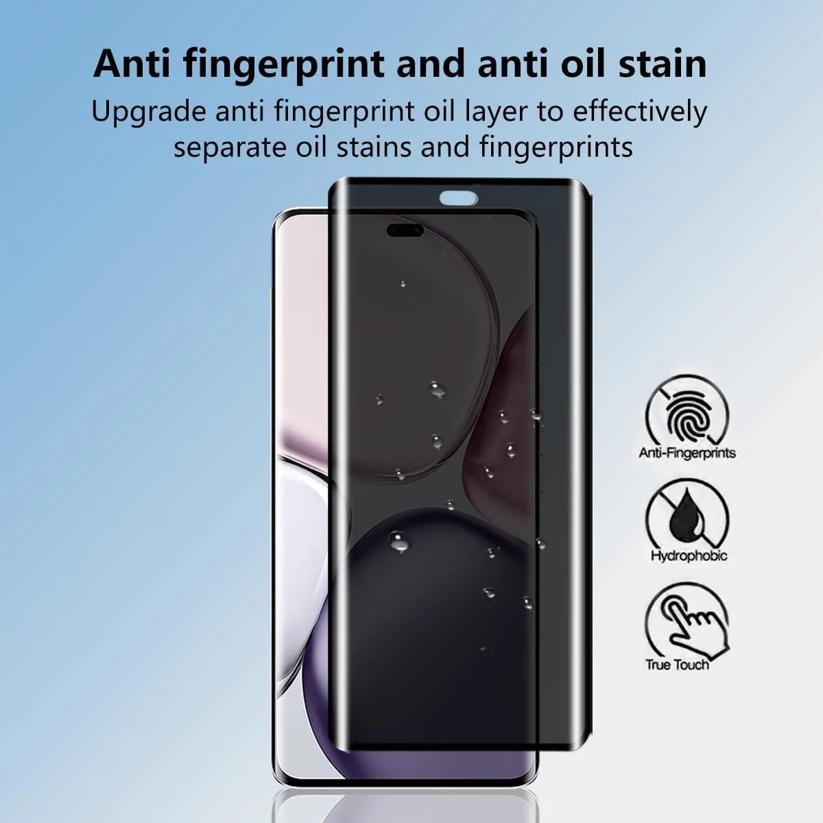 DL3 Mobilak Screen Protector for Honor Magic 7 Pro UV Glass Fingerprint Reader Support 3D Curved Anti-Spy Tempered Glass Screen Protector - Privacy